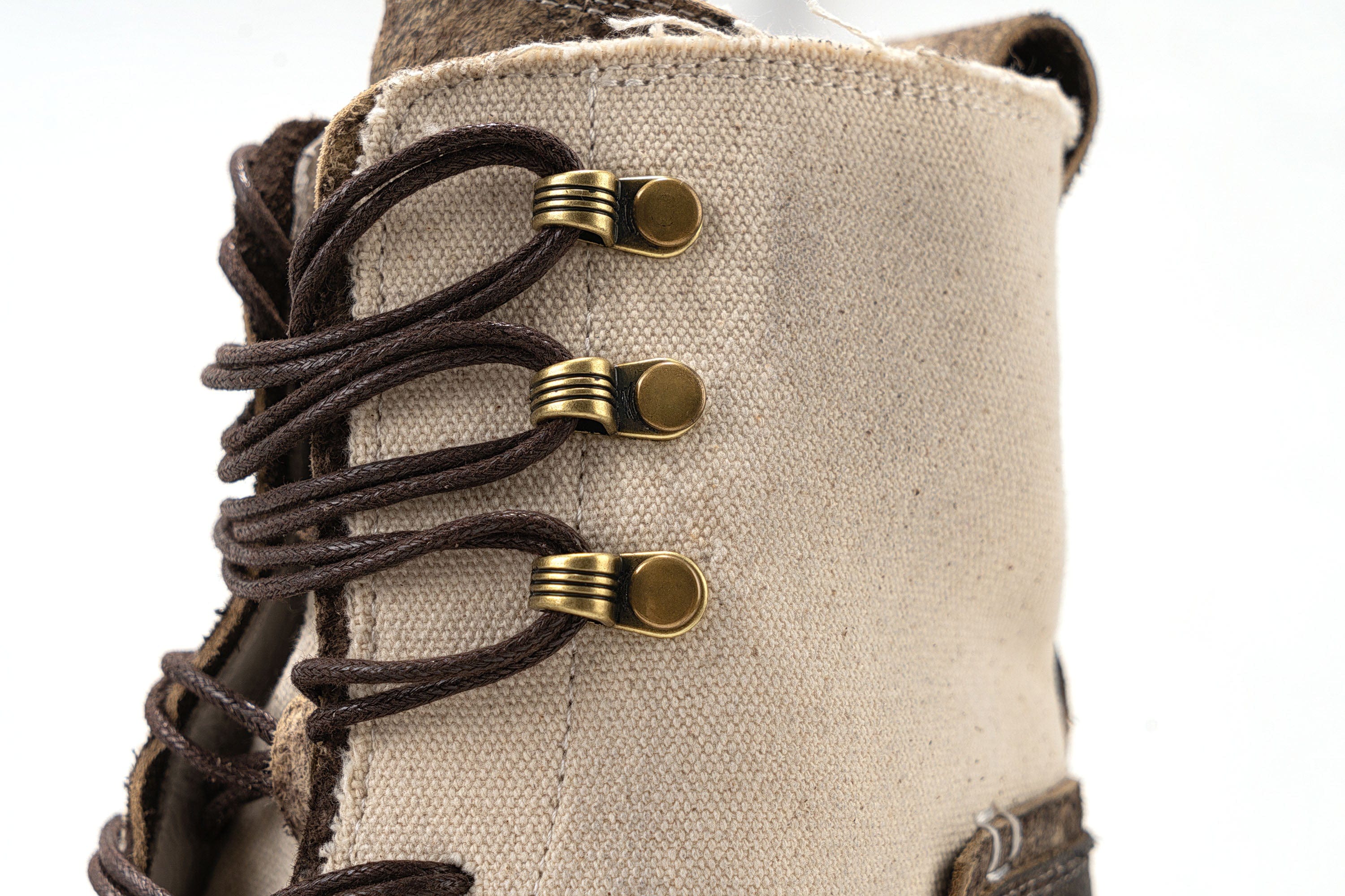 REWRITE Distressed Contrast Canvas-Leather Combat Boots, premium urban and streetwear designers apparel on PROJECTISR.com, REWRITE