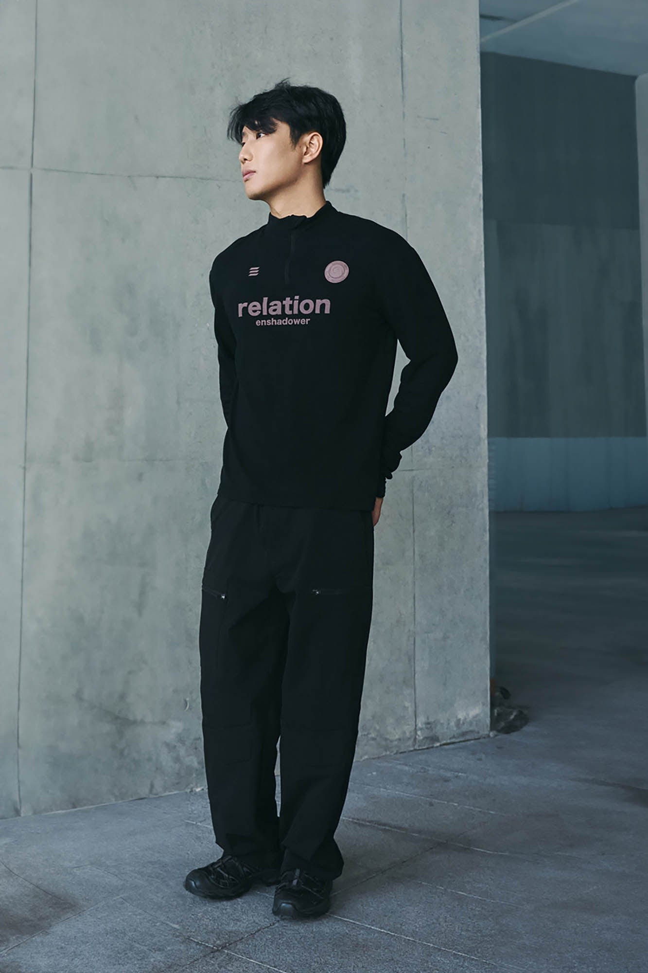 ENSHADOWER Wool Blended Mock Neck Zip-Up L/S Tee, premium urban and streetwear designers apparel on PROJECTISR.com, ENSHADOWER