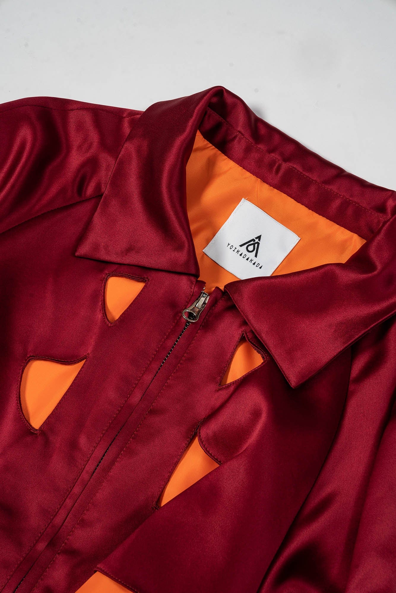 KADAKADA Skeleton Cut-Out Satin Bomber Jacket, premium urban and streetwear designers apparel on PROJECTISR.com, KADAKADA