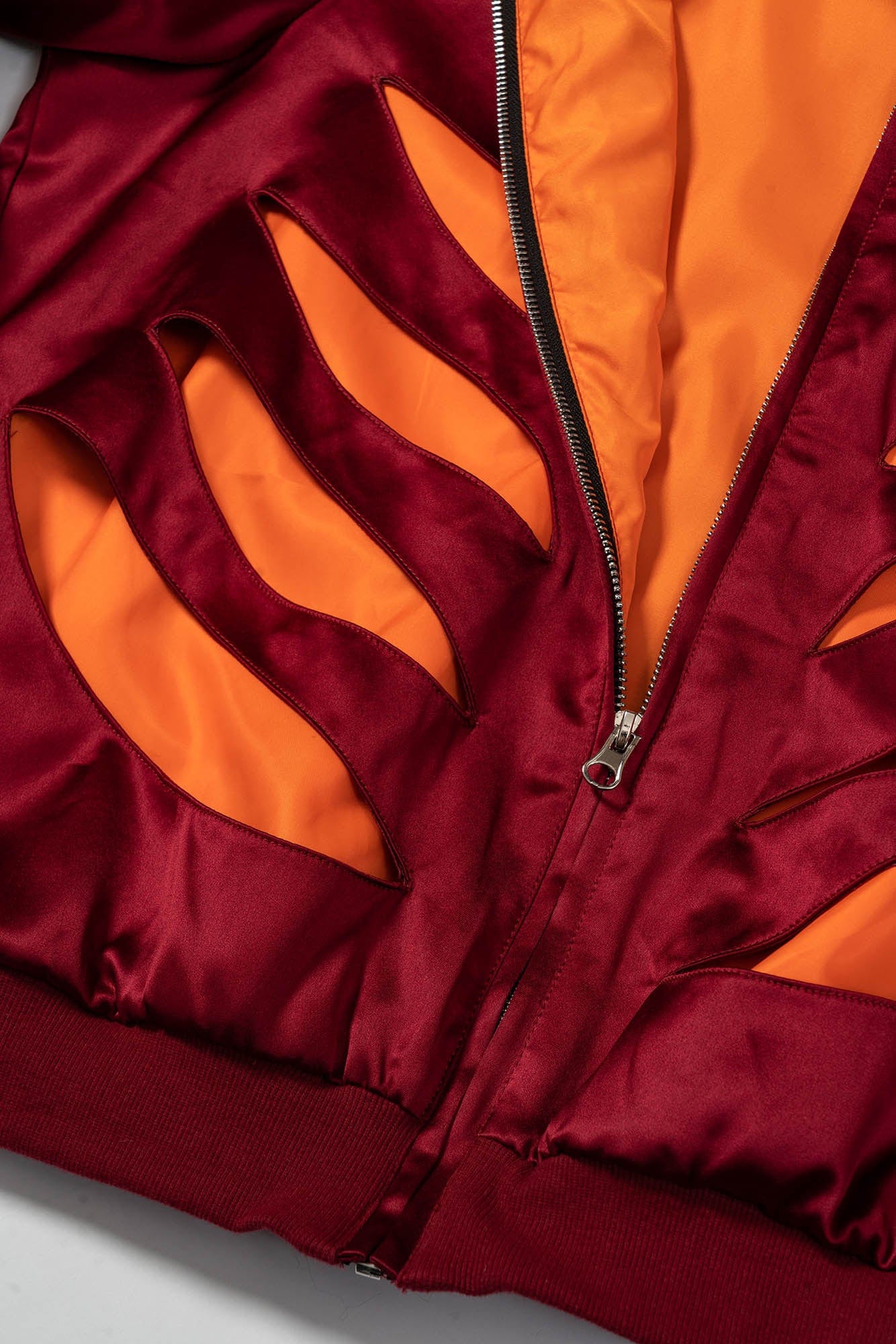 KADAKADA Skeleton Cut-Out Satin Bomber Jacket, premium urban and streetwear designers apparel on PROJECTISR.com, KADAKADA