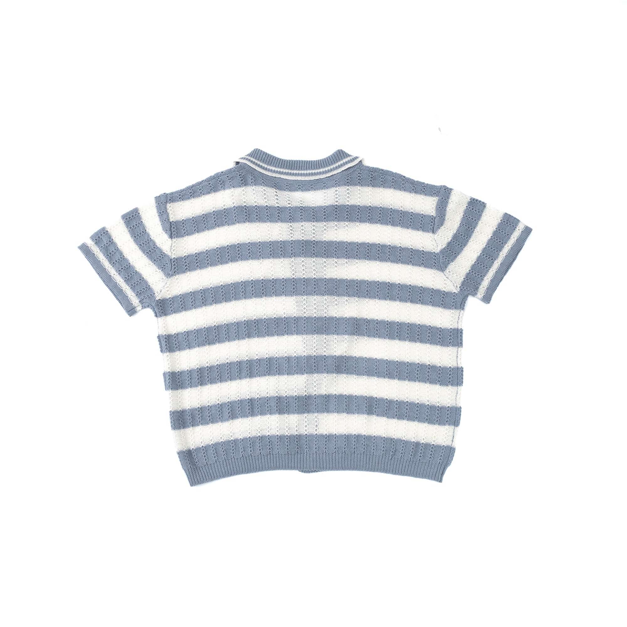 IN EXISTENCE Striped Openwork Jacquard Knitted Polo Cardigan, premium urban and streetwear designers apparel on PROJECTISR.com, IN EXISTENCE