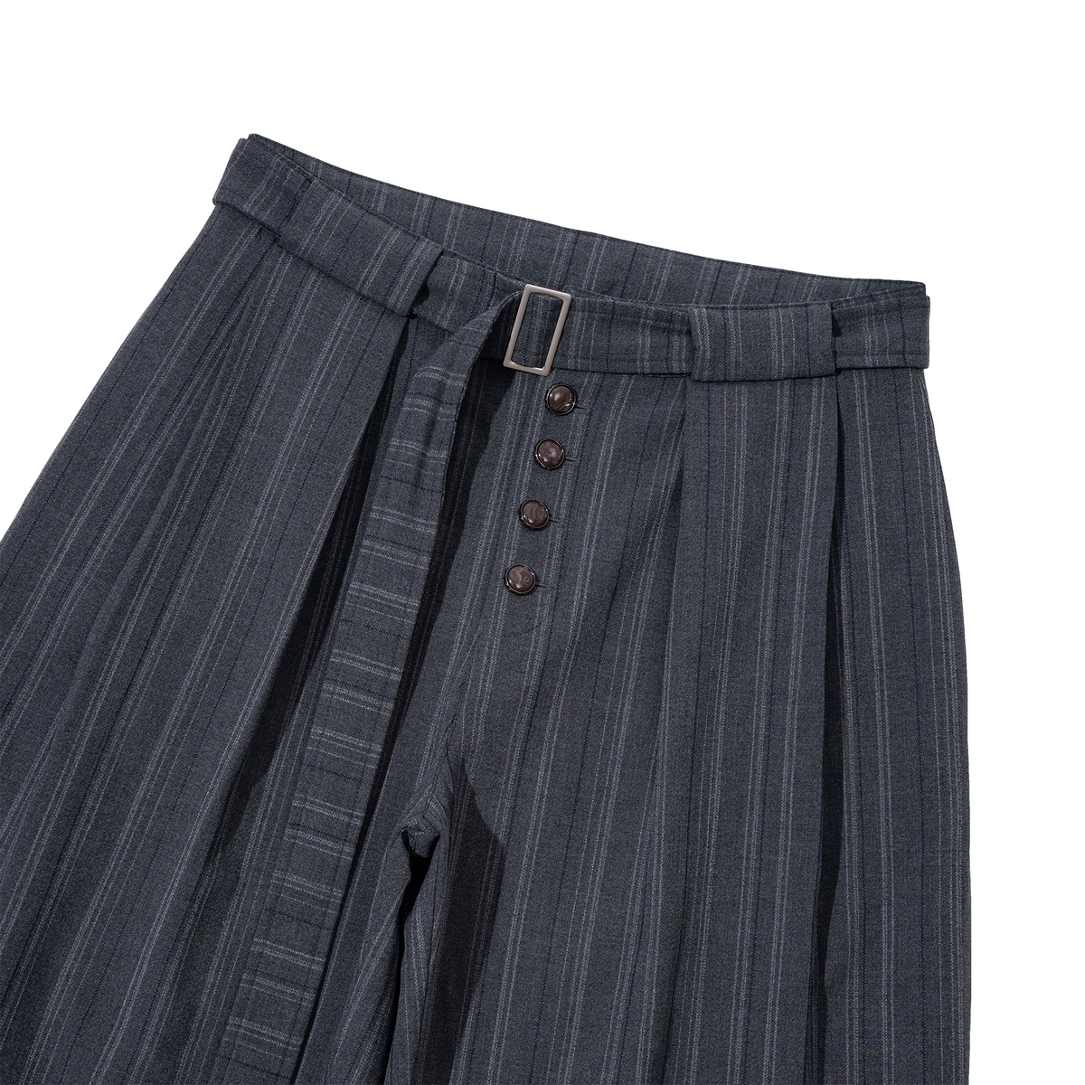 CATSSTAC Striped Belted Button Fly Wide-Leg Trousers