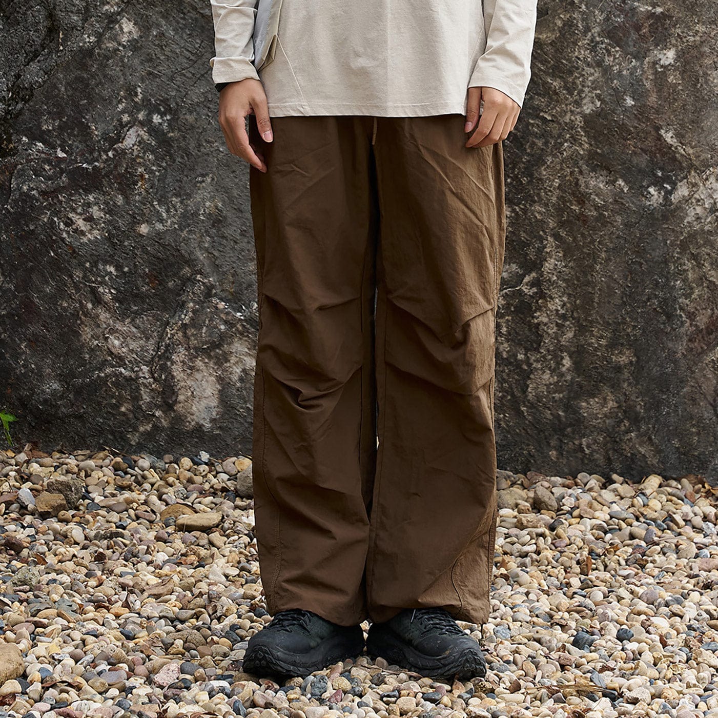 ENSHADOWER Splash-Proof Spliced Crinkled Parachute Pants, premium urban and streetwear designers apparel on PROJECTISR.com, ENSHADOWER