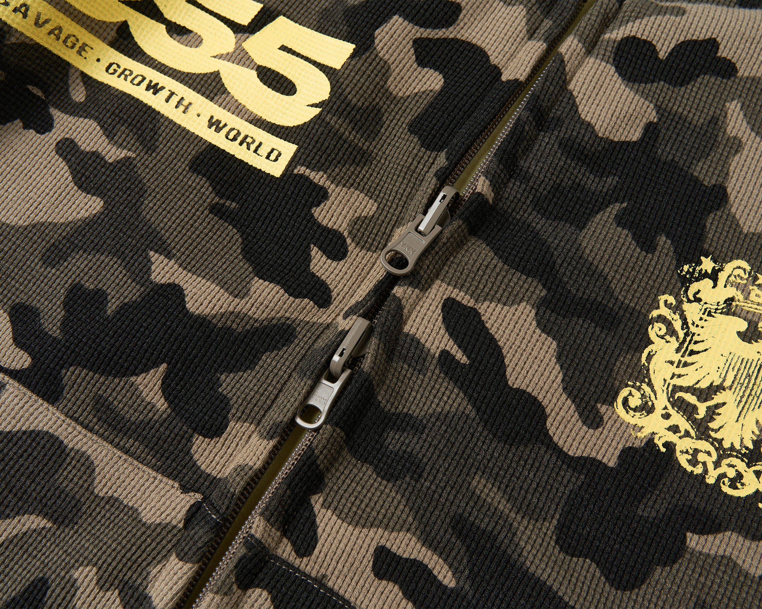 SAVAGEGROWTHWORLD Reversible Camo Waffle Hooded Jacket, premium urban and streetwear designers apparel on PROJECTISR.com, SAVAGEGROWTHWORLD