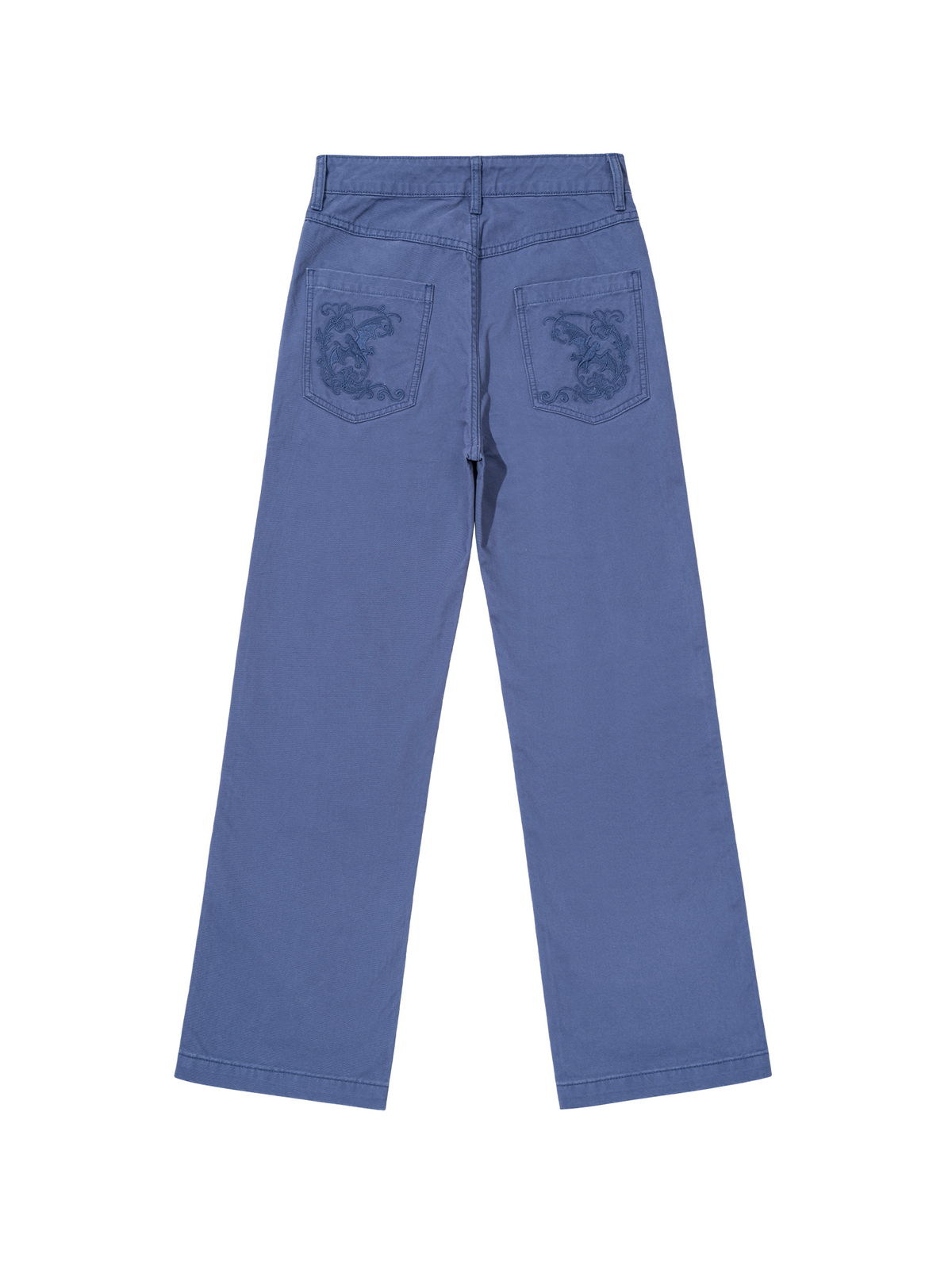 CATSSTAC Retro Embroidered Washed Wide-Leg Jeans