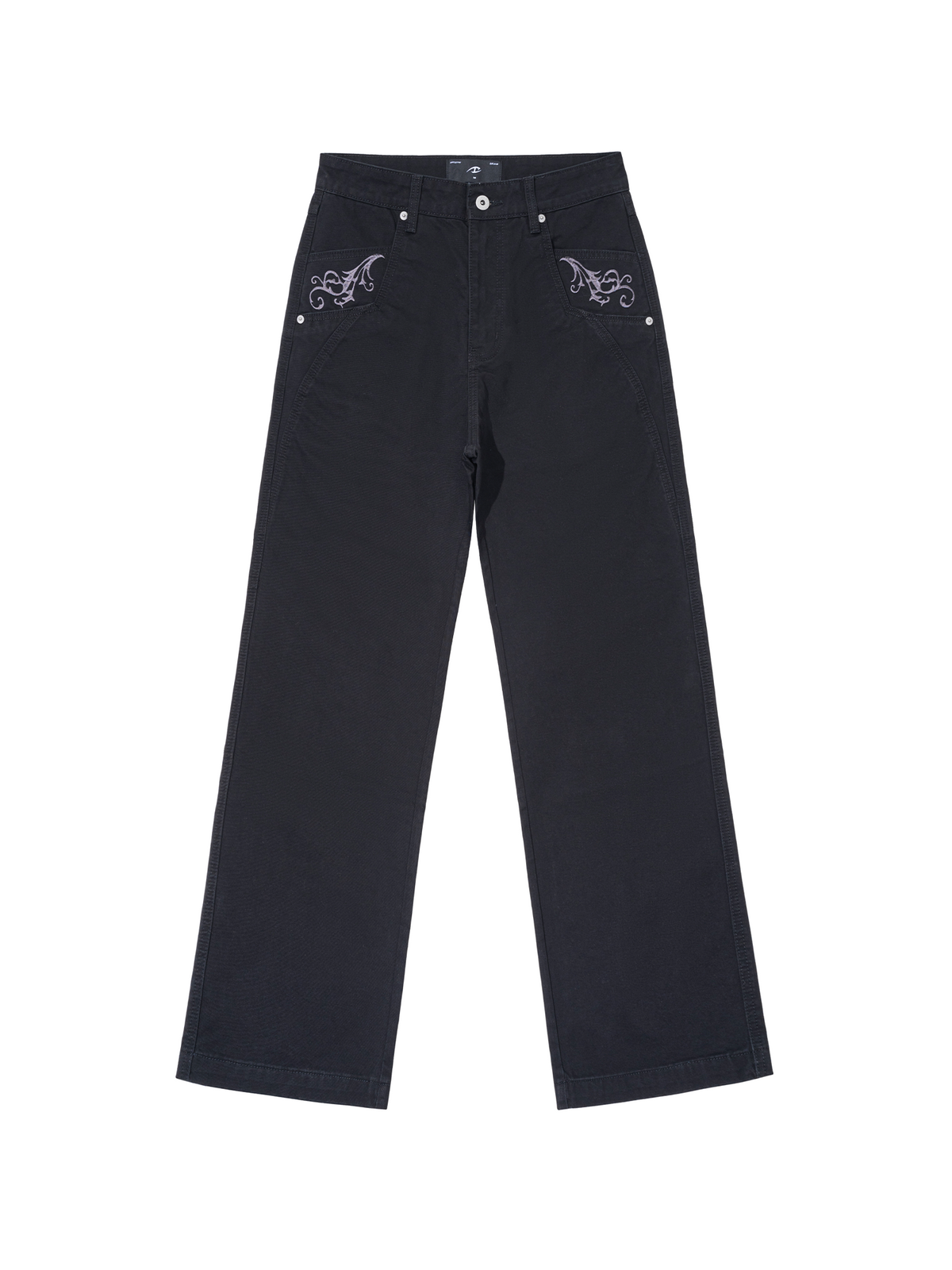 CATSSTAC Retro Embroidered Washed Wide-Leg Jeans