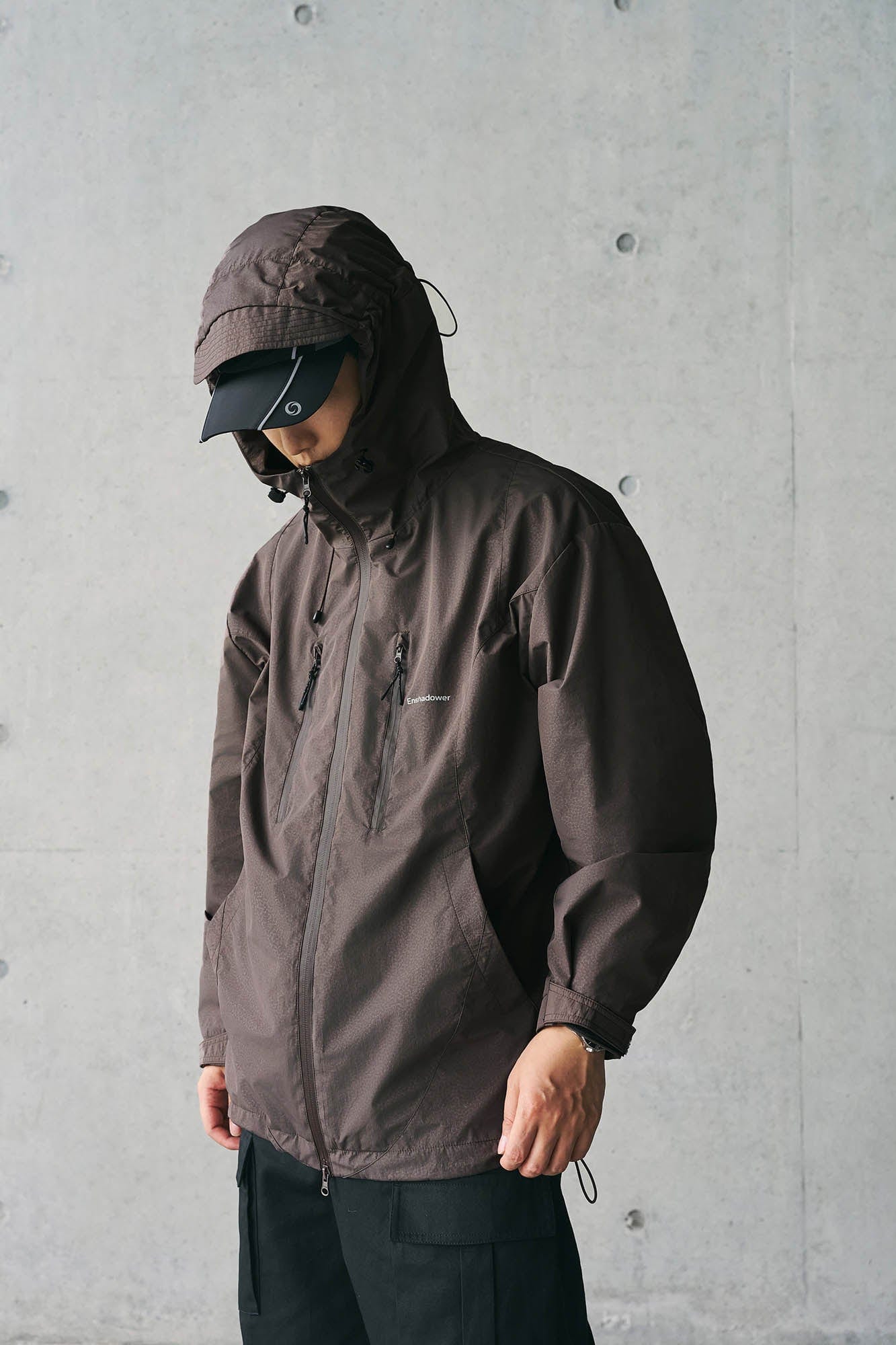 ENSHADOWER Deconstructed Drawstring Zip-Up Windbreaker, premium urban and streetwear designers apparel on PROJECTISR.com, ENSHADOWER