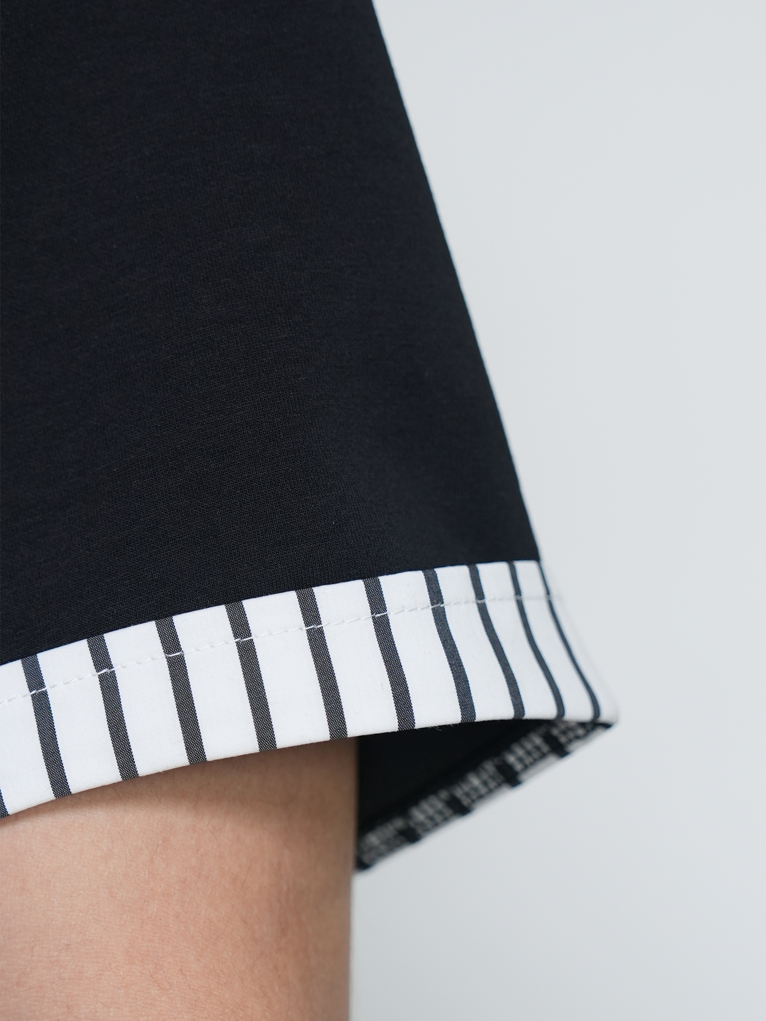 VE2 Deconstructed Striped Spliced Polo Tee