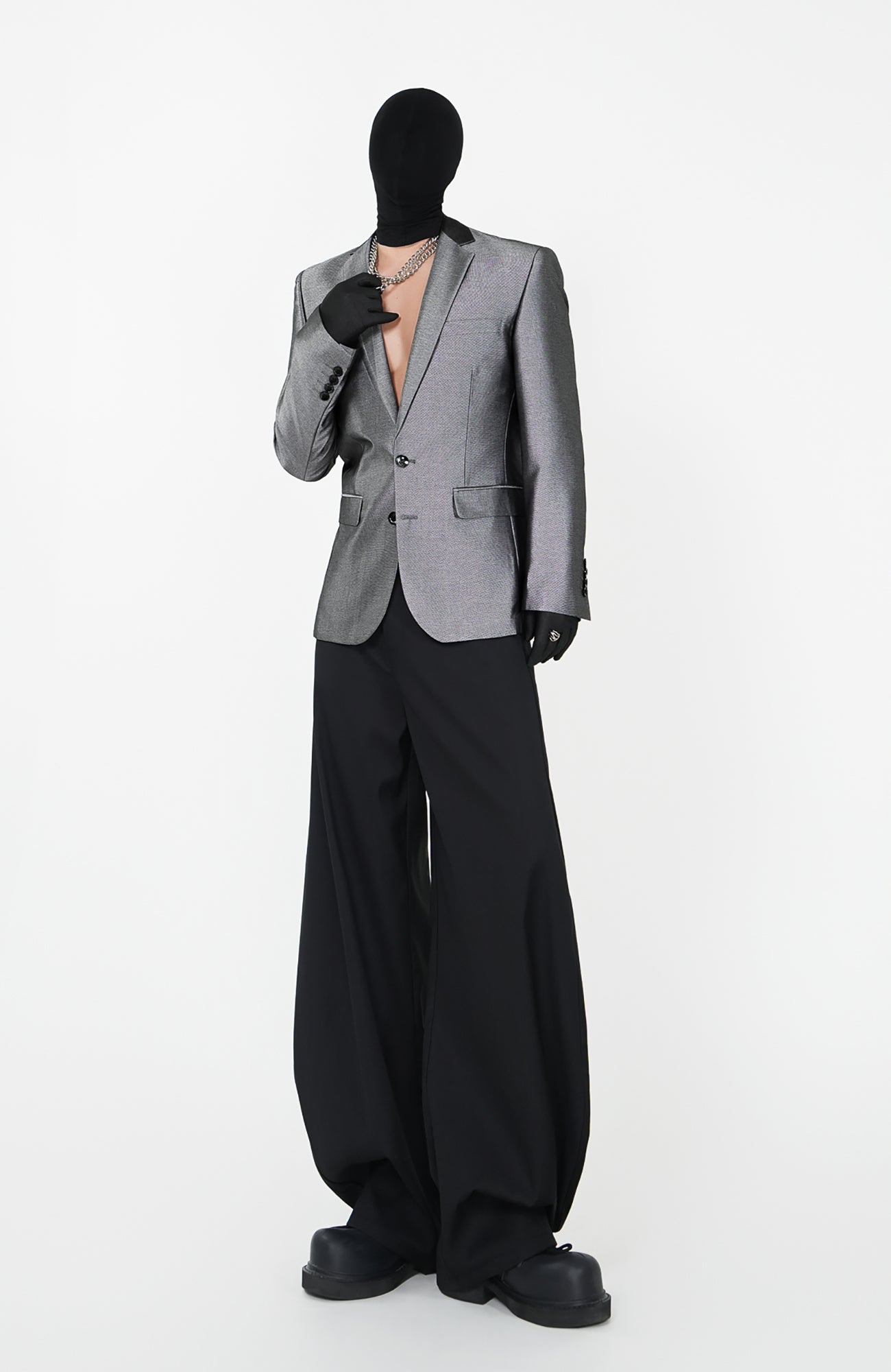 VE2 Metallic Finish Single-Breasted Blazer