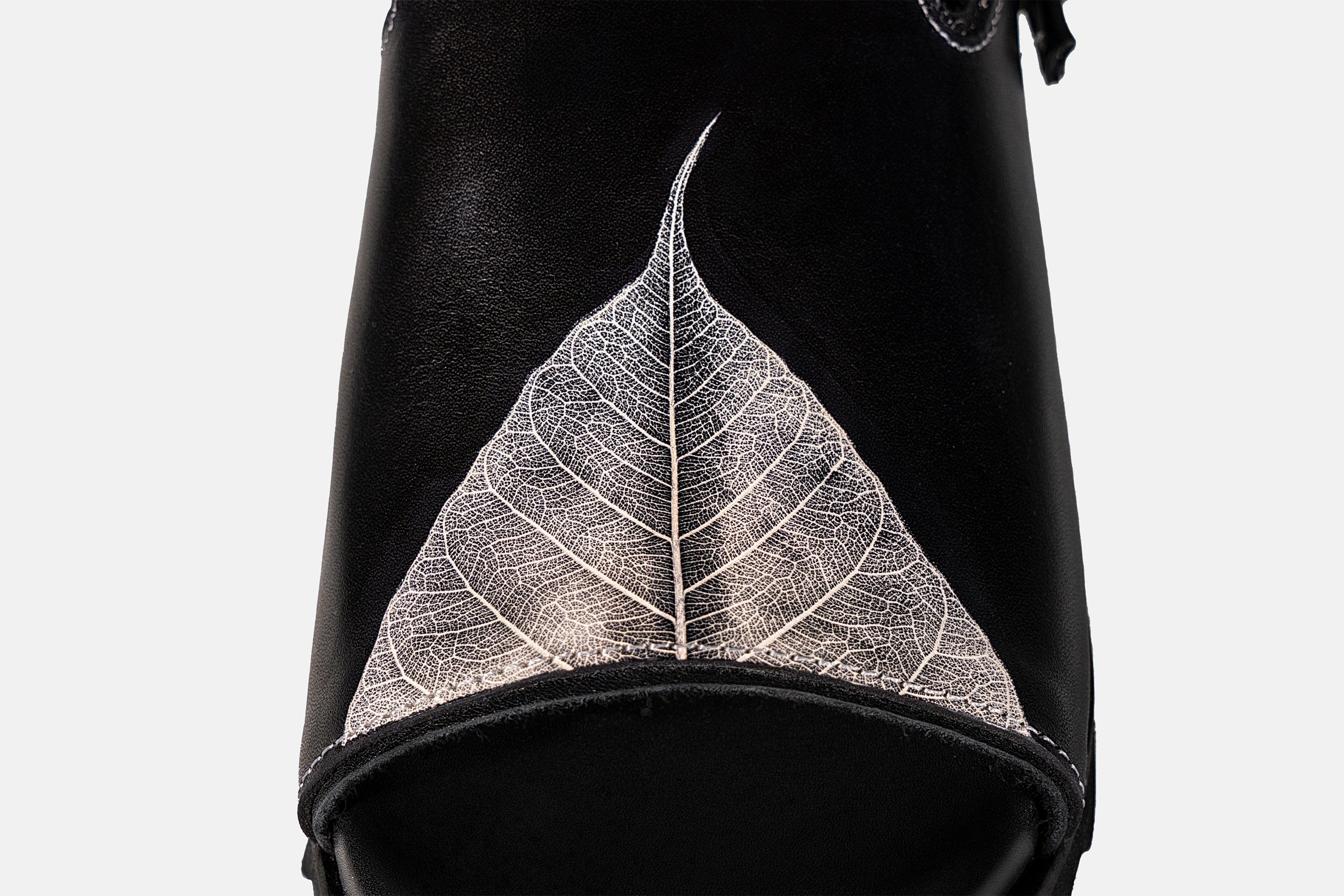 REWRITE Leaf Cowhide Sandals Black, premium urban and streetwear designers apparel on PROJECTISR.com, REWRITE