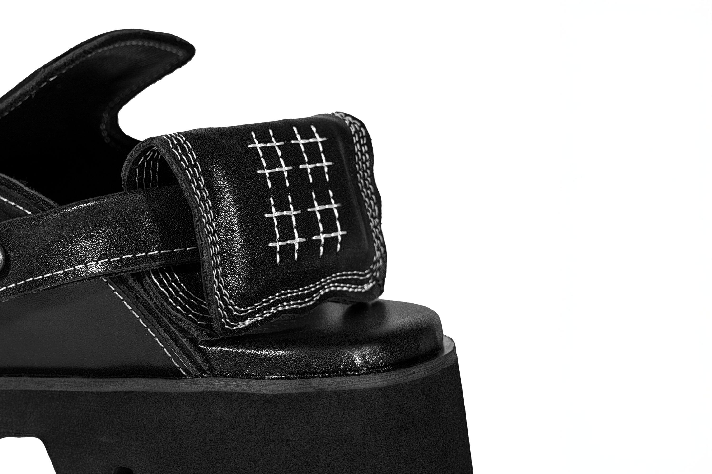 REWRITE Leaf Cowhide Sandals Black, premium urban and streetwear designers apparel on PROJECTISR.com, REWRITE
