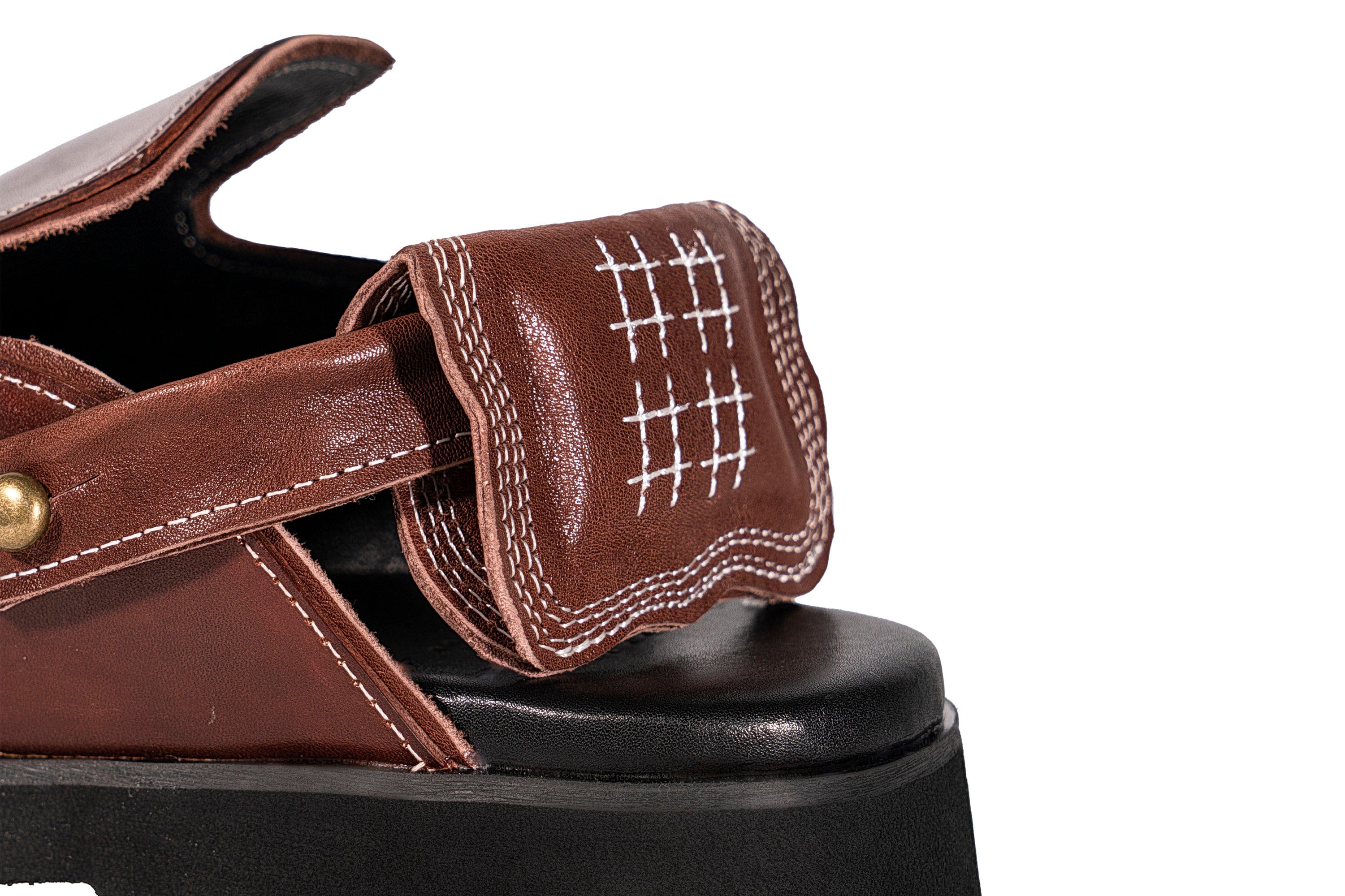 REWRITE Leaf Cowhide Sandals Brown, premium urban and streetwear designers apparel on PROJECTISR.com, REWRITE