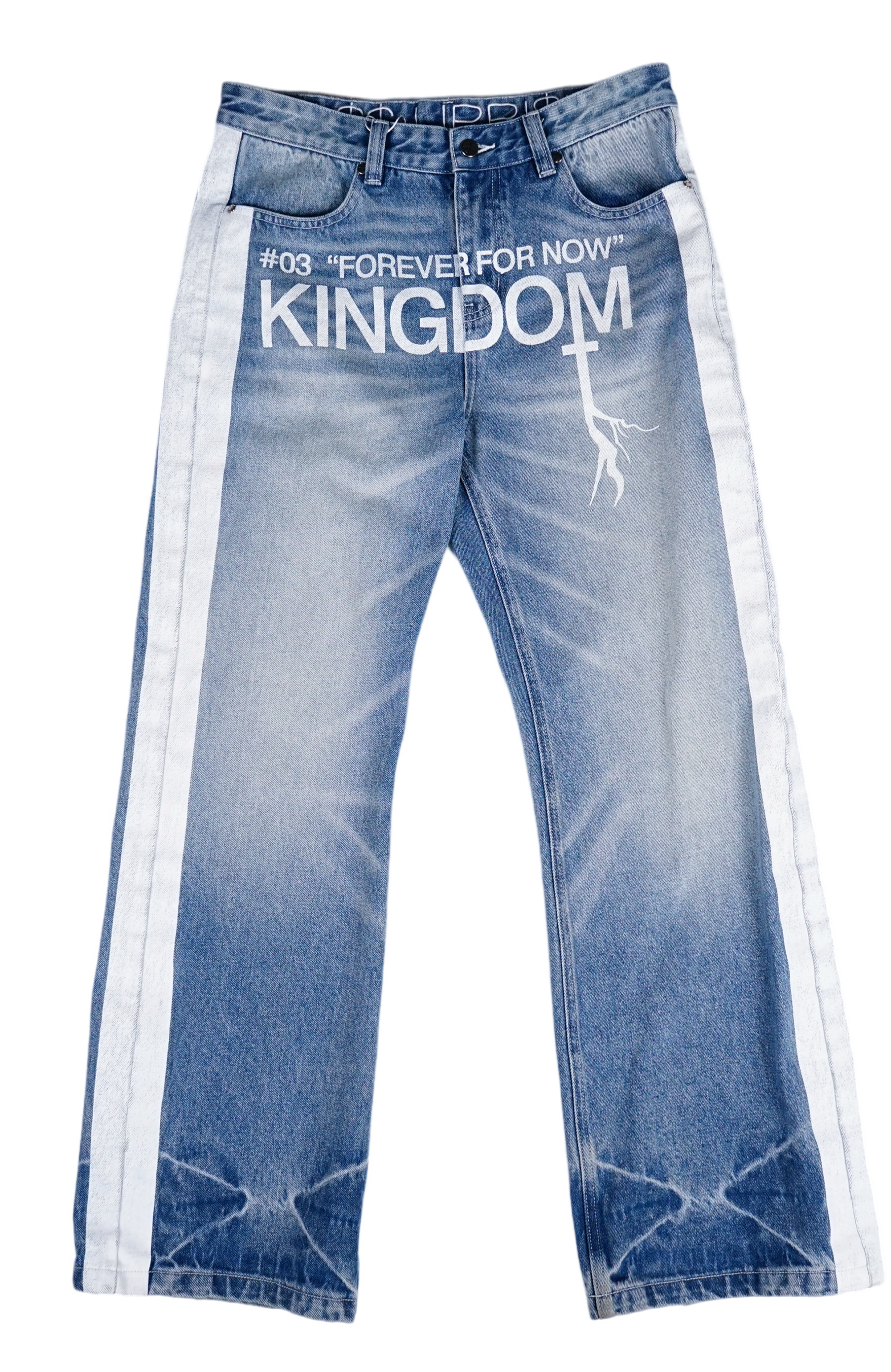 VINKID Washed Contrats Graphic Straight-Leg Jeans