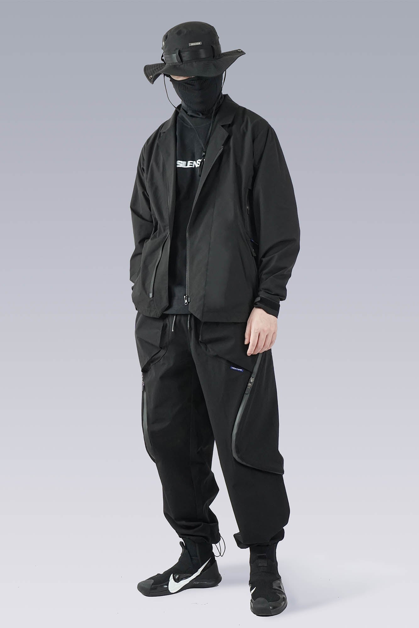 SILENSTORM Multi-Pocket Spliced Utility Blazer, premium urban and streetwear designers apparel on PROJECTISR.com, SILENSTORM