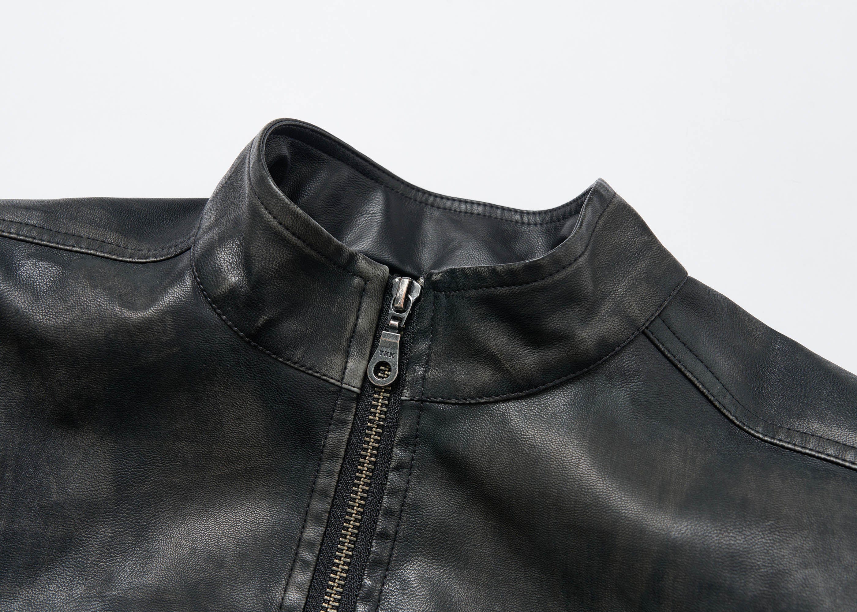 SAVAGEGROWTHWORLD Crossed Spliced Rivet Faux Leather Jacket, premium urban and streetwear designers apparel on PROJECTISR.com, SAVAGEGROWTHWORLD