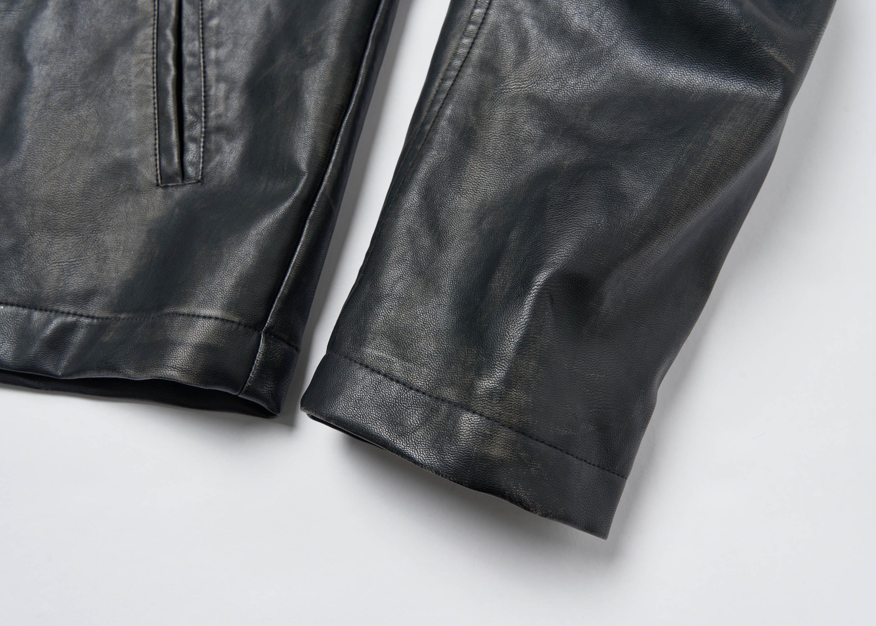 SAVAGEGROWTHWORLD Crossed Spliced Rivet Faux Leather Jacket, premium urban and streetwear designers apparel on PROJECTISR.com, SAVAGEGROWTHWORLD