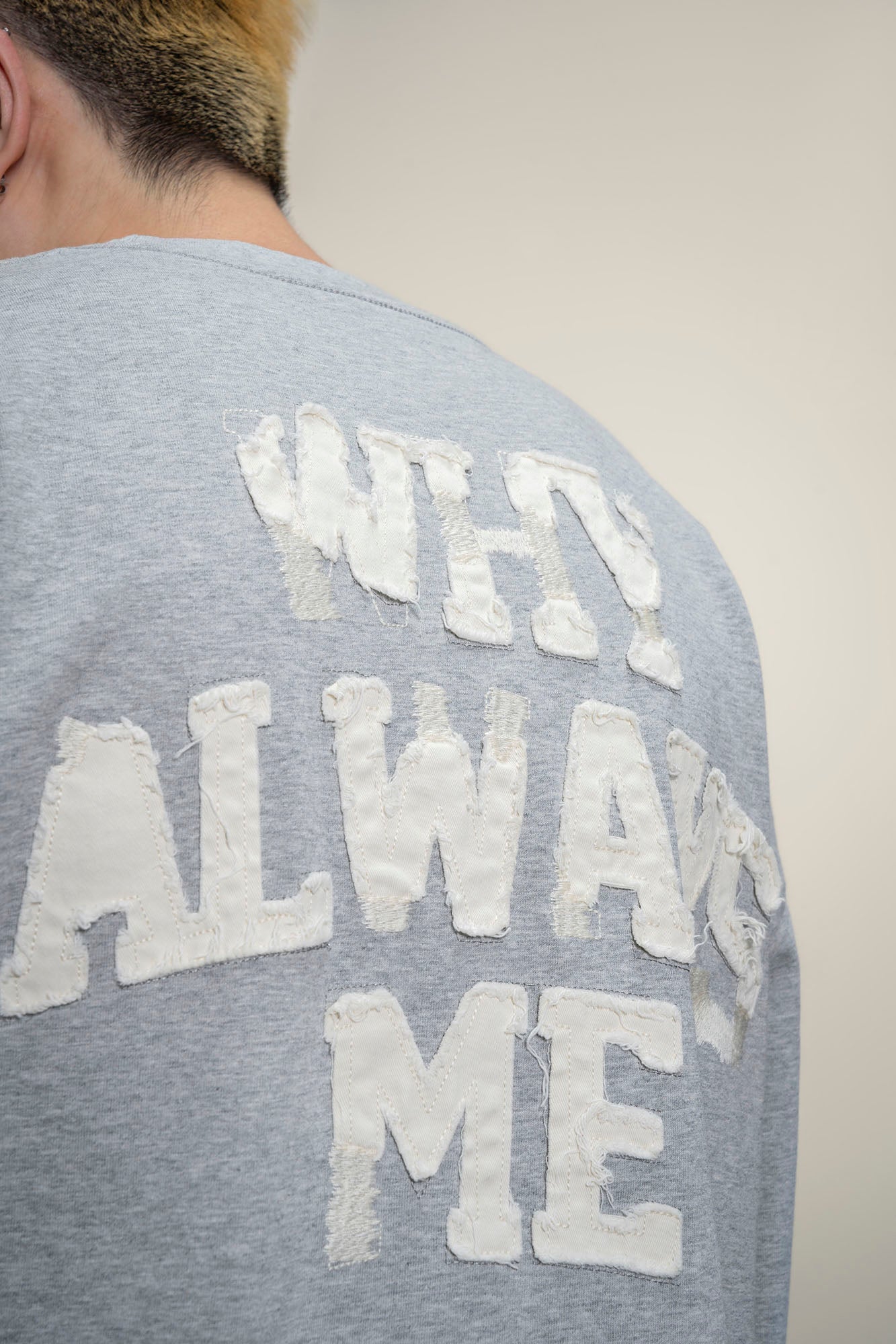 MAKEMORE Text Graphic Patch Long-Sleeve Tee, premium urban and streetwear designers apparel on PROJECTISR.com, MAKEMORE