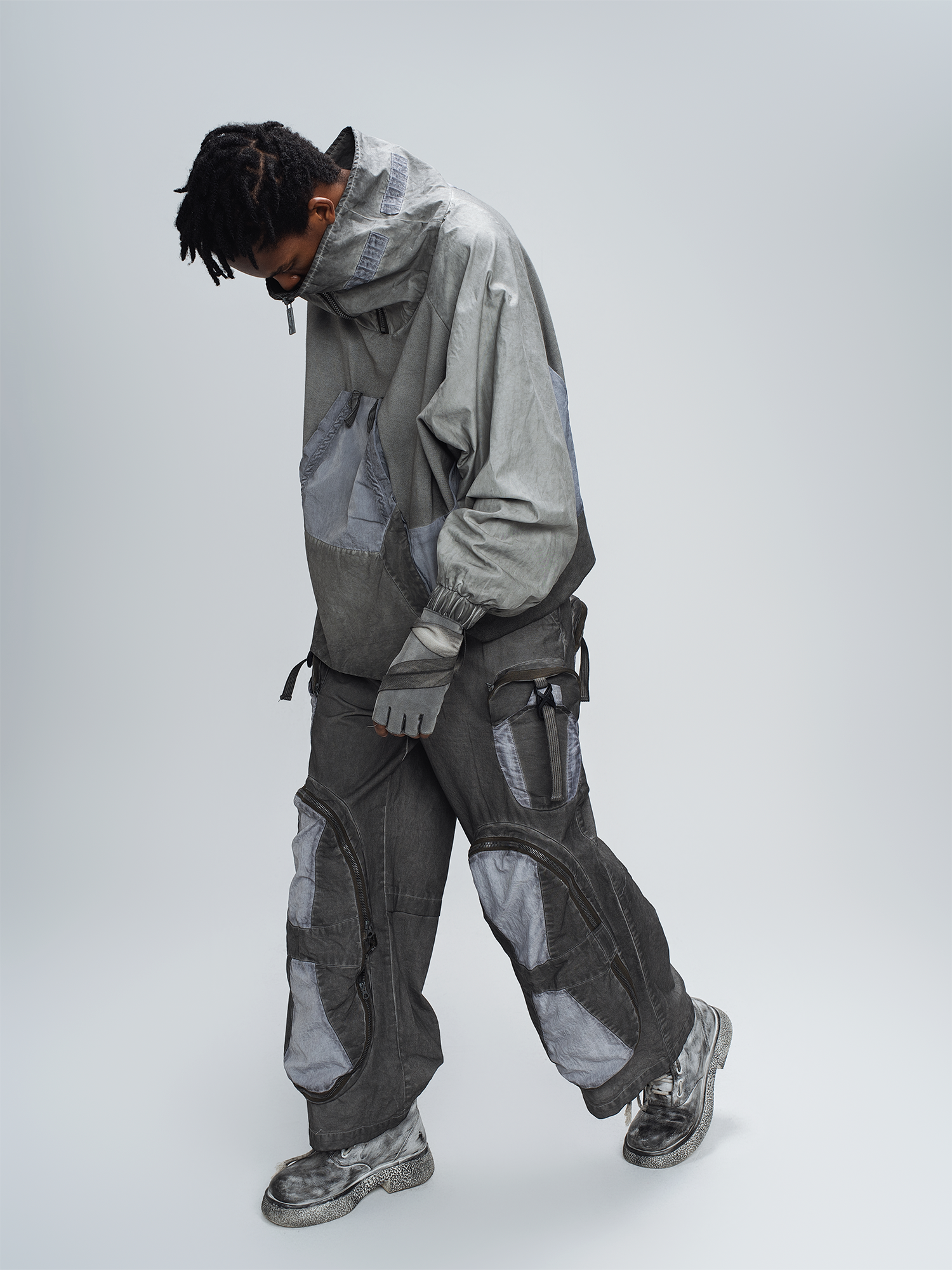 STEAM Multi-Pocket Spliced Parachute Cargo Pants