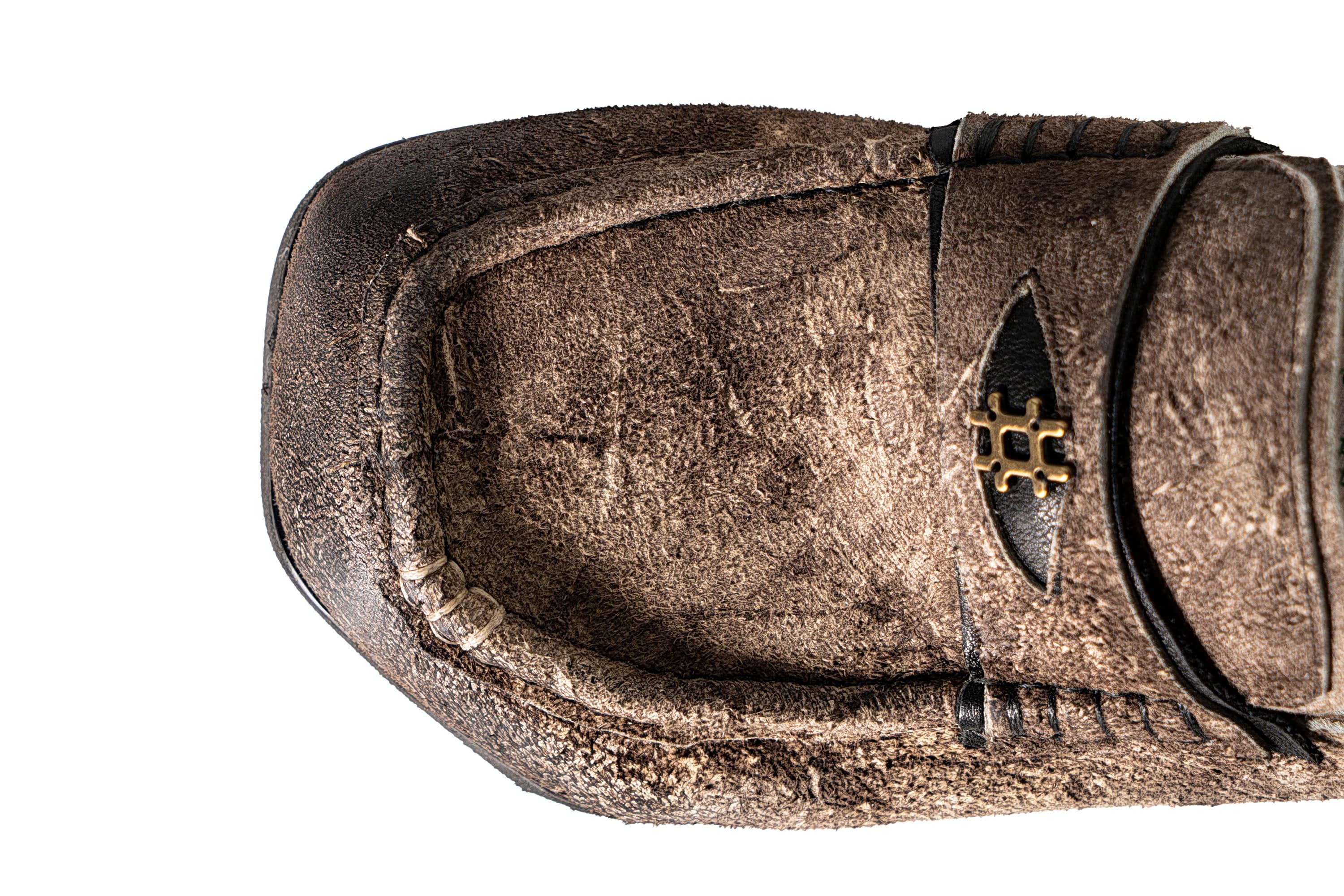 REWRITE Distressed Cowhide Saddle Loafers, premium urban and streetwear designers apparel on PROJECTISR.com, REWRITE