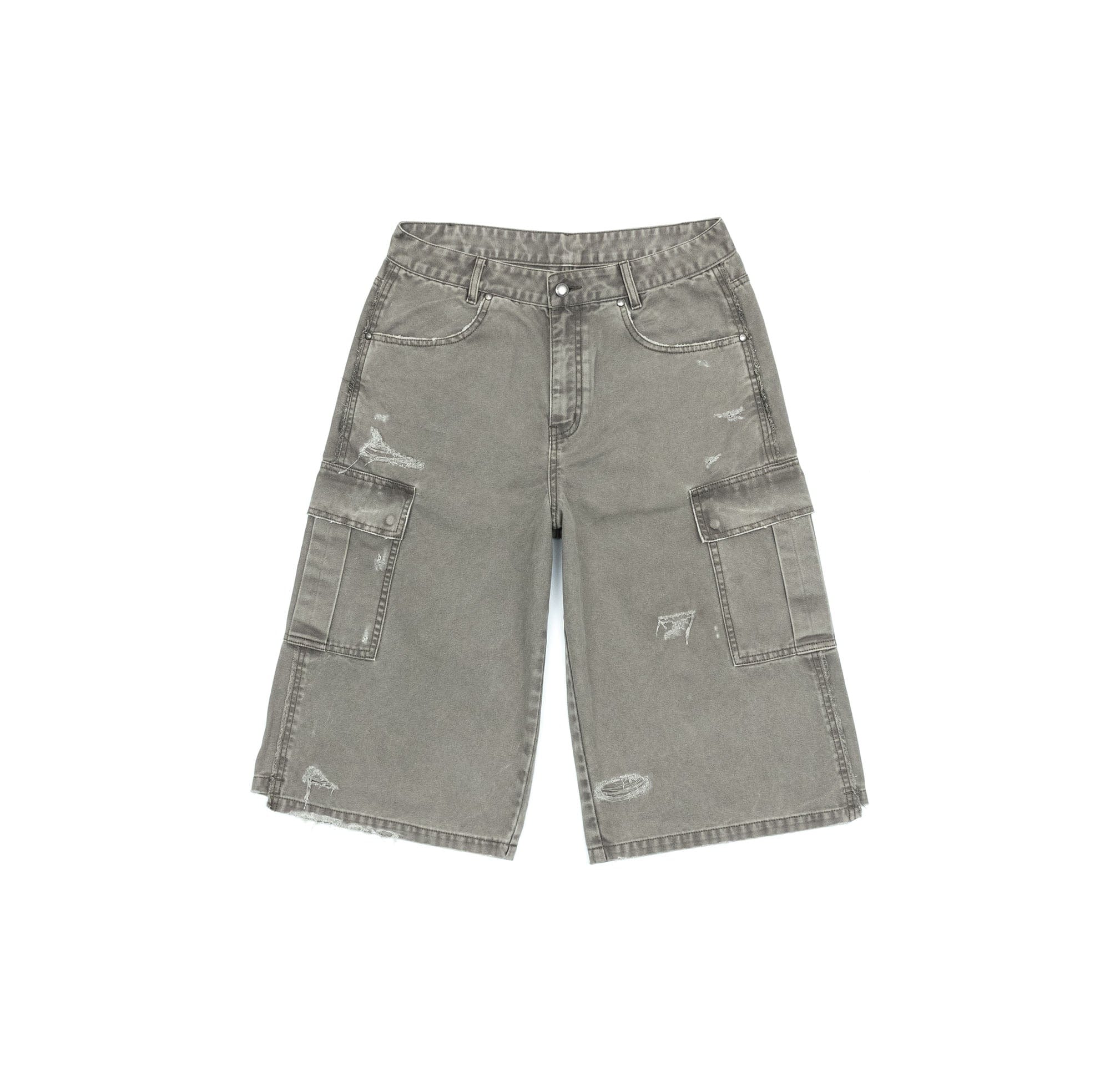 IN EXISTENCE Distressed Multi-Pocket Straight-Leg Cargo Shorts, premium urban and streetwear designers apparel on PROJECTISR.com, IN EXISTENCE
