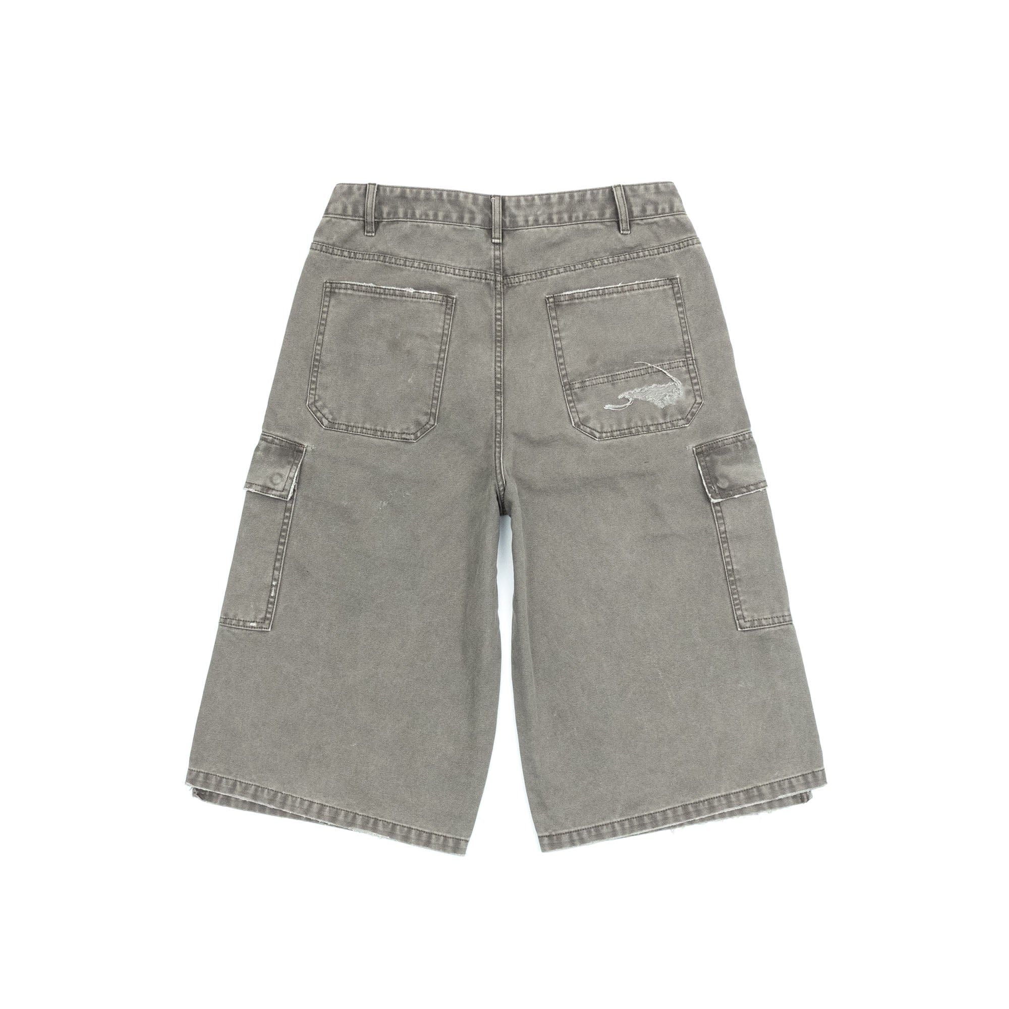 IN EXISTENCE Distressed Multi-Pocket Straight-Leg Cargo Shorts, premium urban and streetwear designers apparel on PROJECTISR.com, IN EXISTENCE