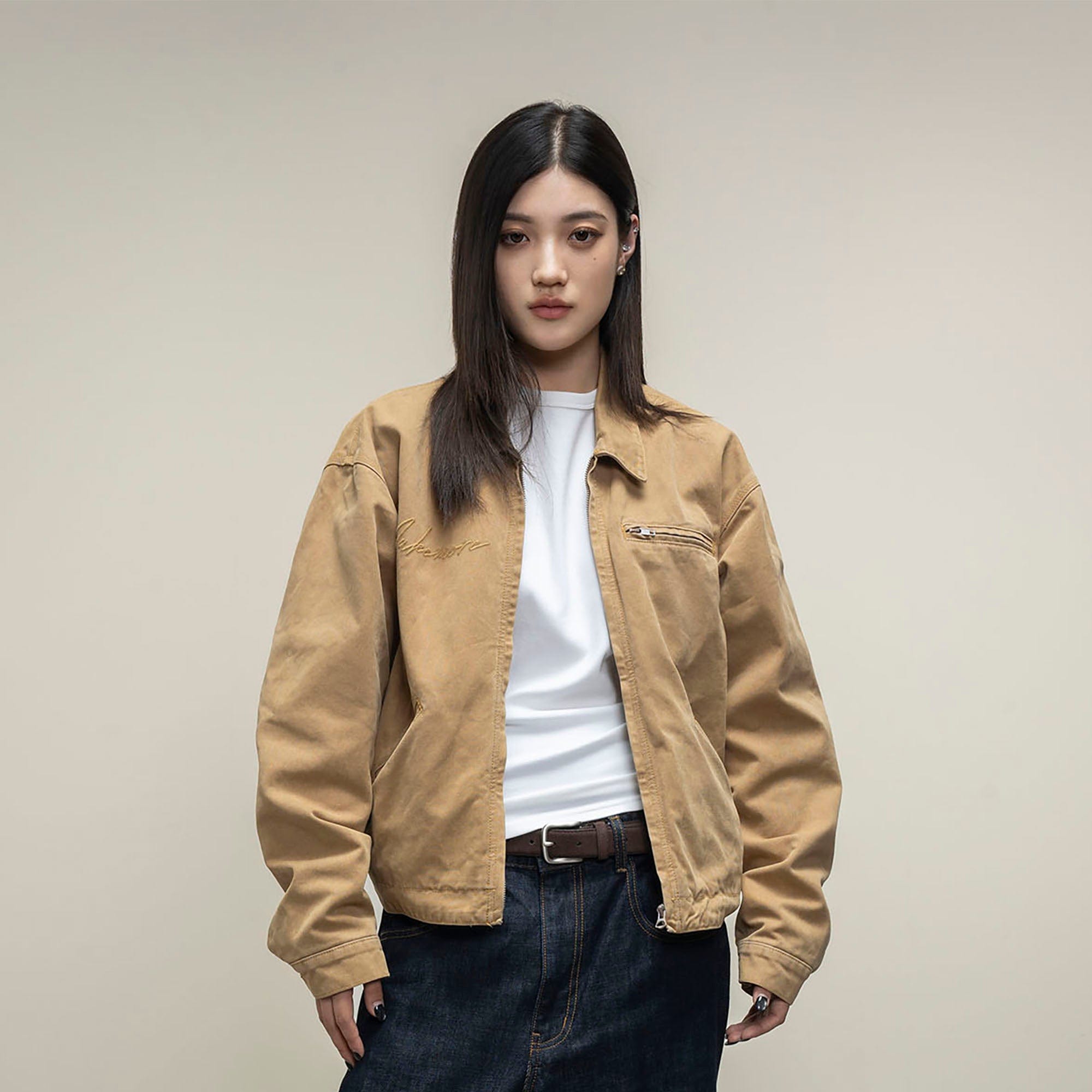 MAKEMORE Distressed Frayed Patch Utility Jacket, premium urban and streetwear designers apparel on PROJECTISR.com, MAKEMORE