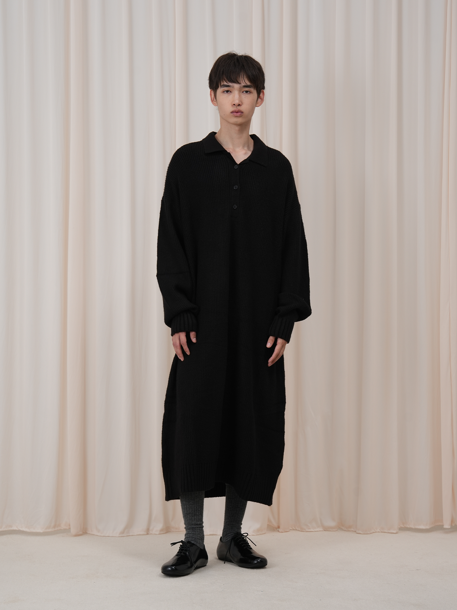 OUYANG WENJUN Half-Placket Oversized Sweater, premium urban and streetwear designers apparel on PROJECTISR.com, OUYANG WENJUN