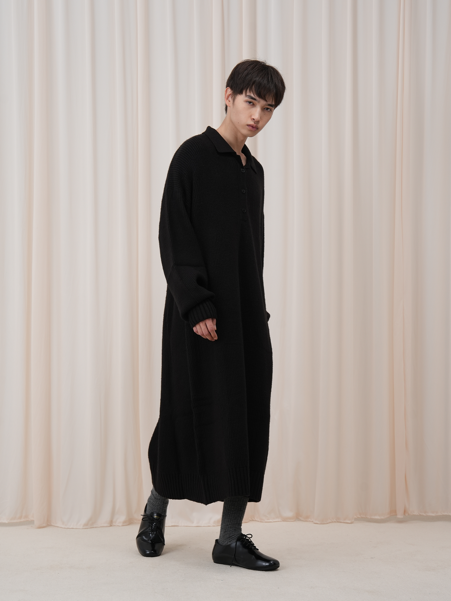 OUYANG WENJUN Half-Placket Oversized Sweater, premium urban and streetwear designers apparel on PROJECTISR.com, OUYANG WENJUN