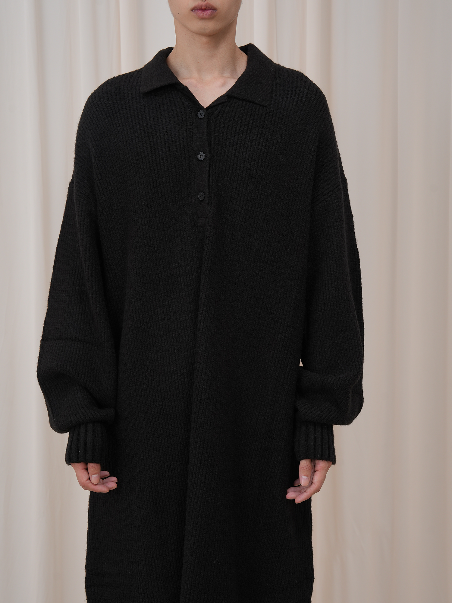 OUYANG WENJUN Half-Placket Oversized Sweater, premium urban and streetwear designers apparel on PROJECTISR.com, OUYANG WENJUN