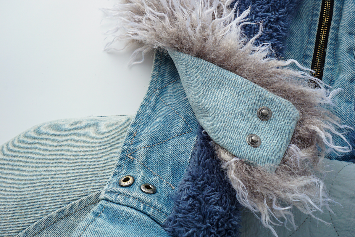 AVINMADE Denim Fur-Trimmed Hooded Bomber Jacket