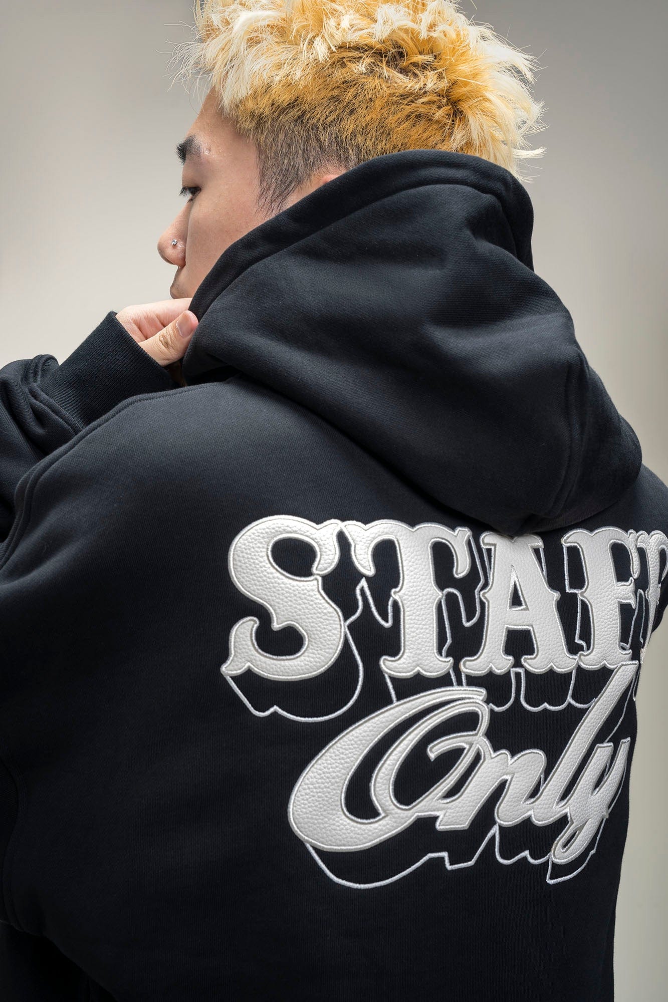 MAKEMORE Graphic Patch Oversized Hoodie, premium urban and streetwear designers apparel on PROJECTISR.com, MAKEMORE