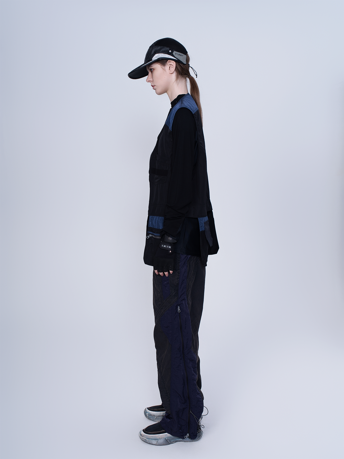 STEAM Deconstructed Zippered Spliced Wide-Leg Cargo Pants