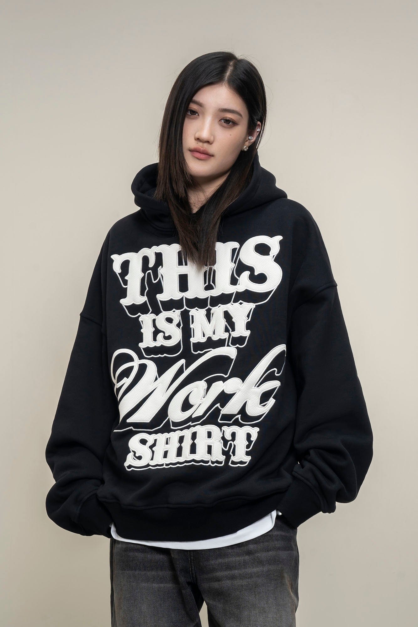 MAKEMORE Graphic Patch Oversized Hoodie, premium urban and streetwear designers apparel on PROJECTISR.com, MAKEMORE