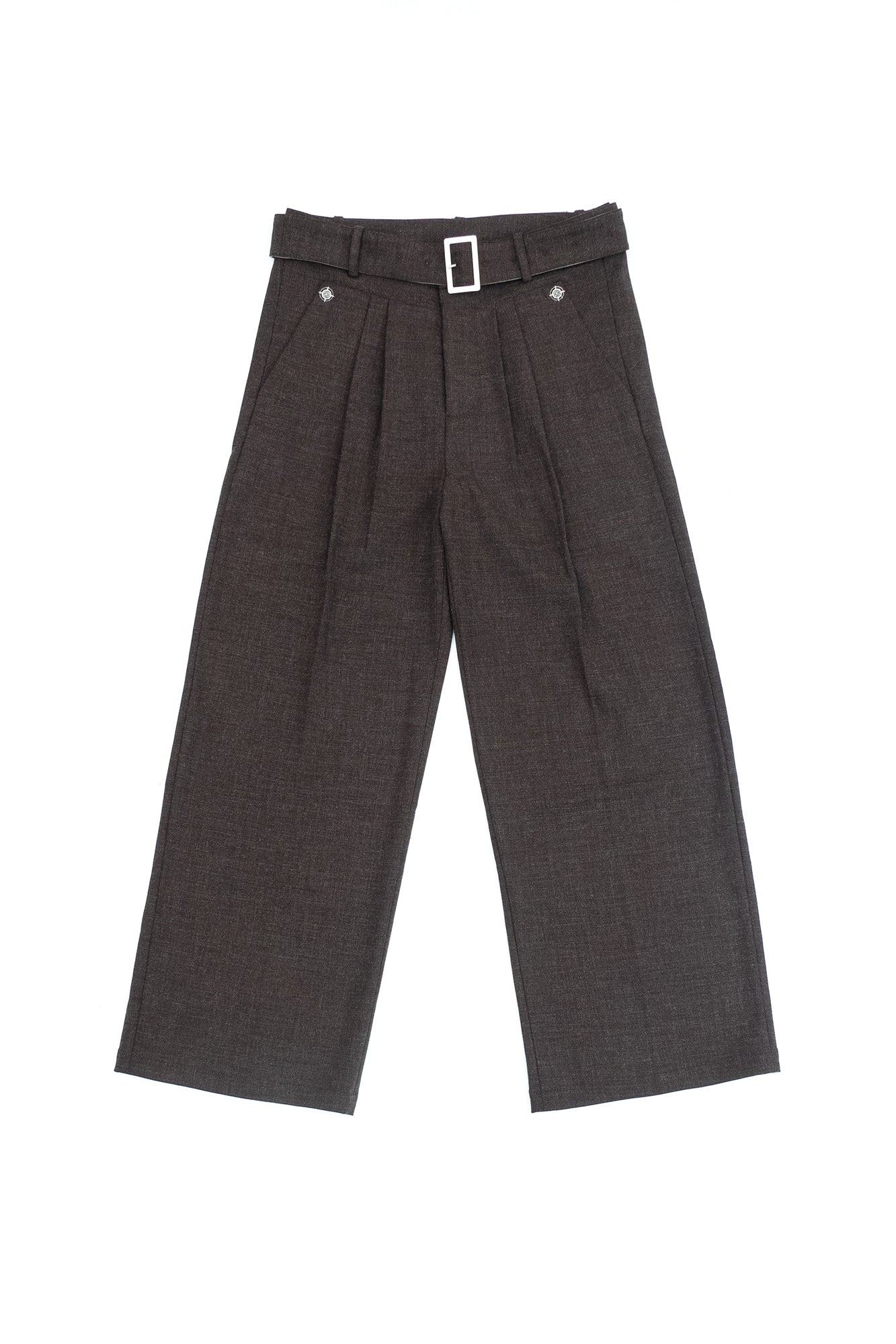 IN EXISTENCE Pleated Belted Wide-Leg Trousers