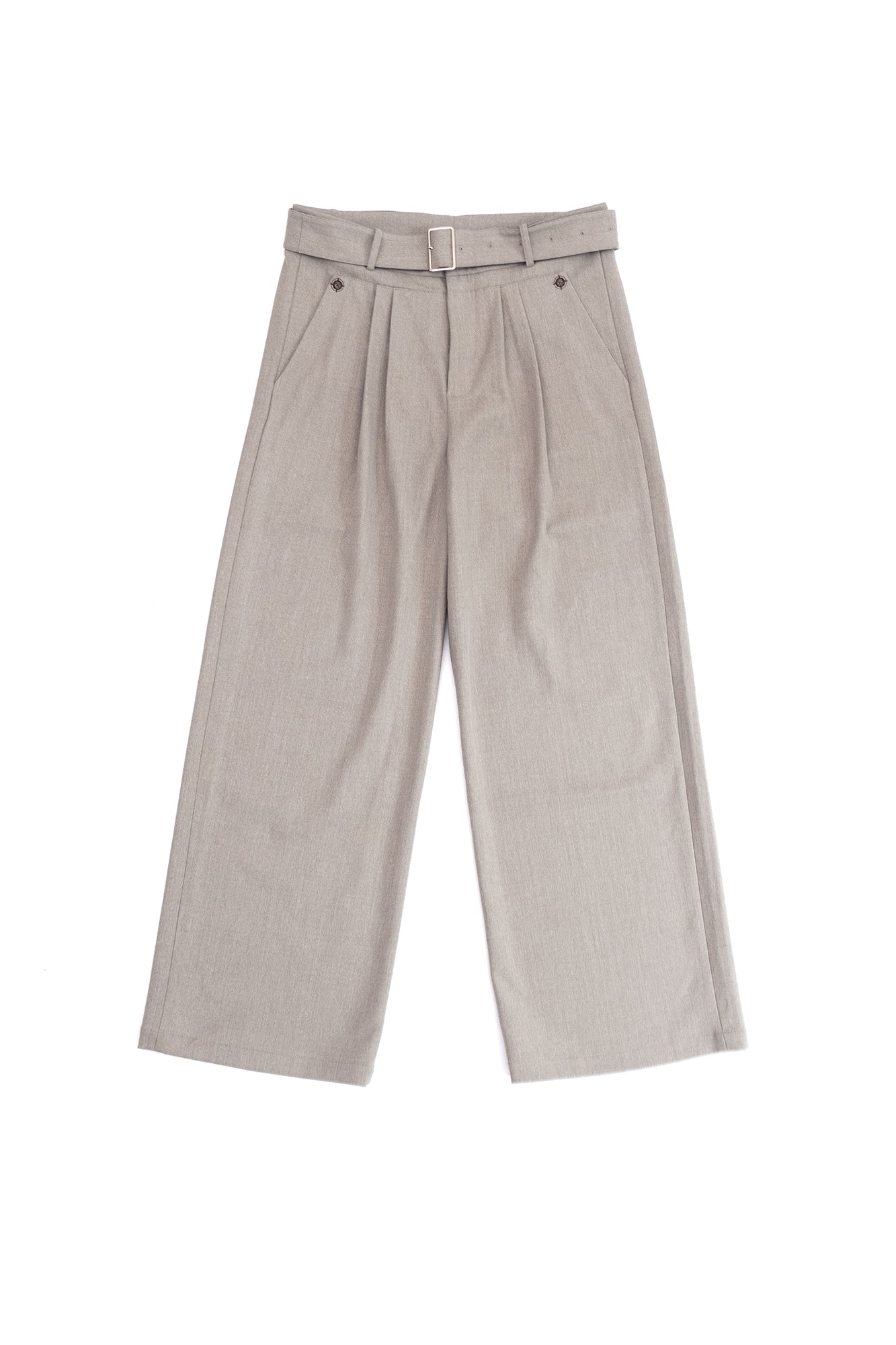 IN EXISTENCE Pleated Belted Wide-Leg Trousers