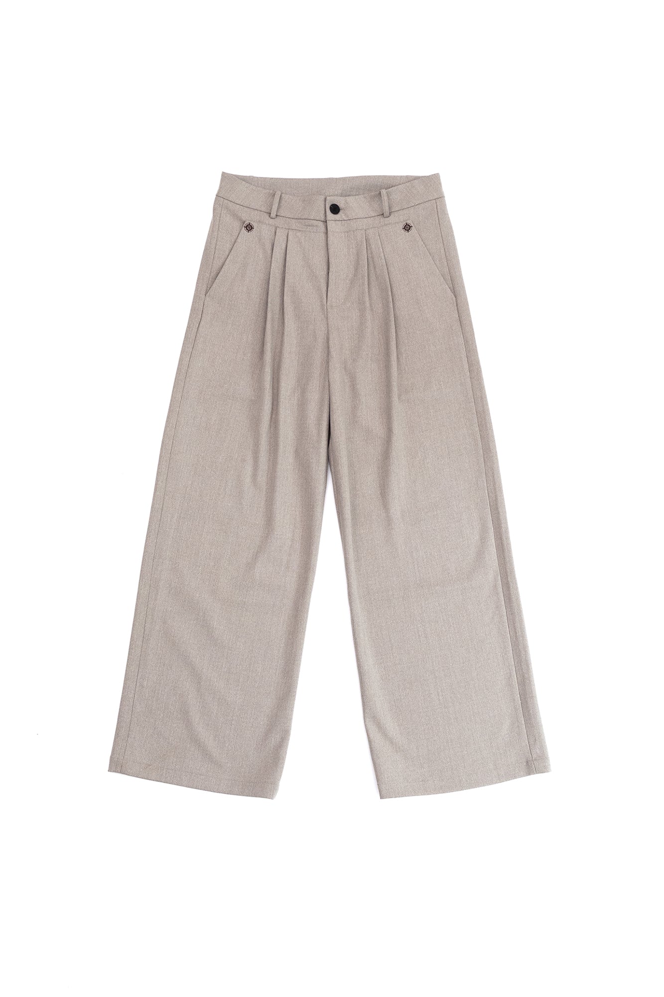 IN EXISTENCE Pleated Belted Wide-Leg Trousers