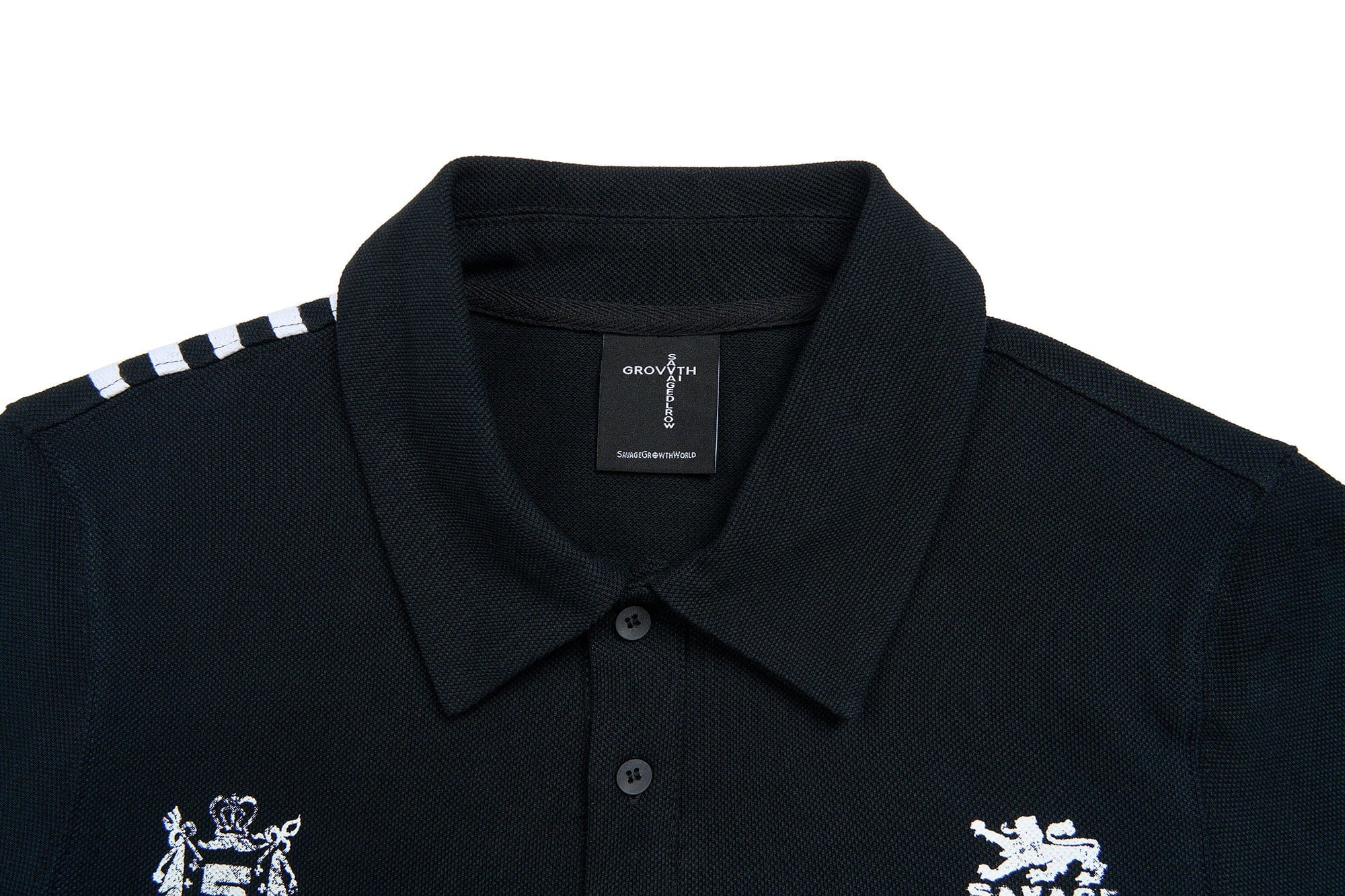 SAVAGEGROWTHWORLD No Wasted Potential Stripe-Back Polo T-Shirt, premium urban and streetwear designers apparel on PROJECTISR.com, SAVAGEGROWTHWORLD
