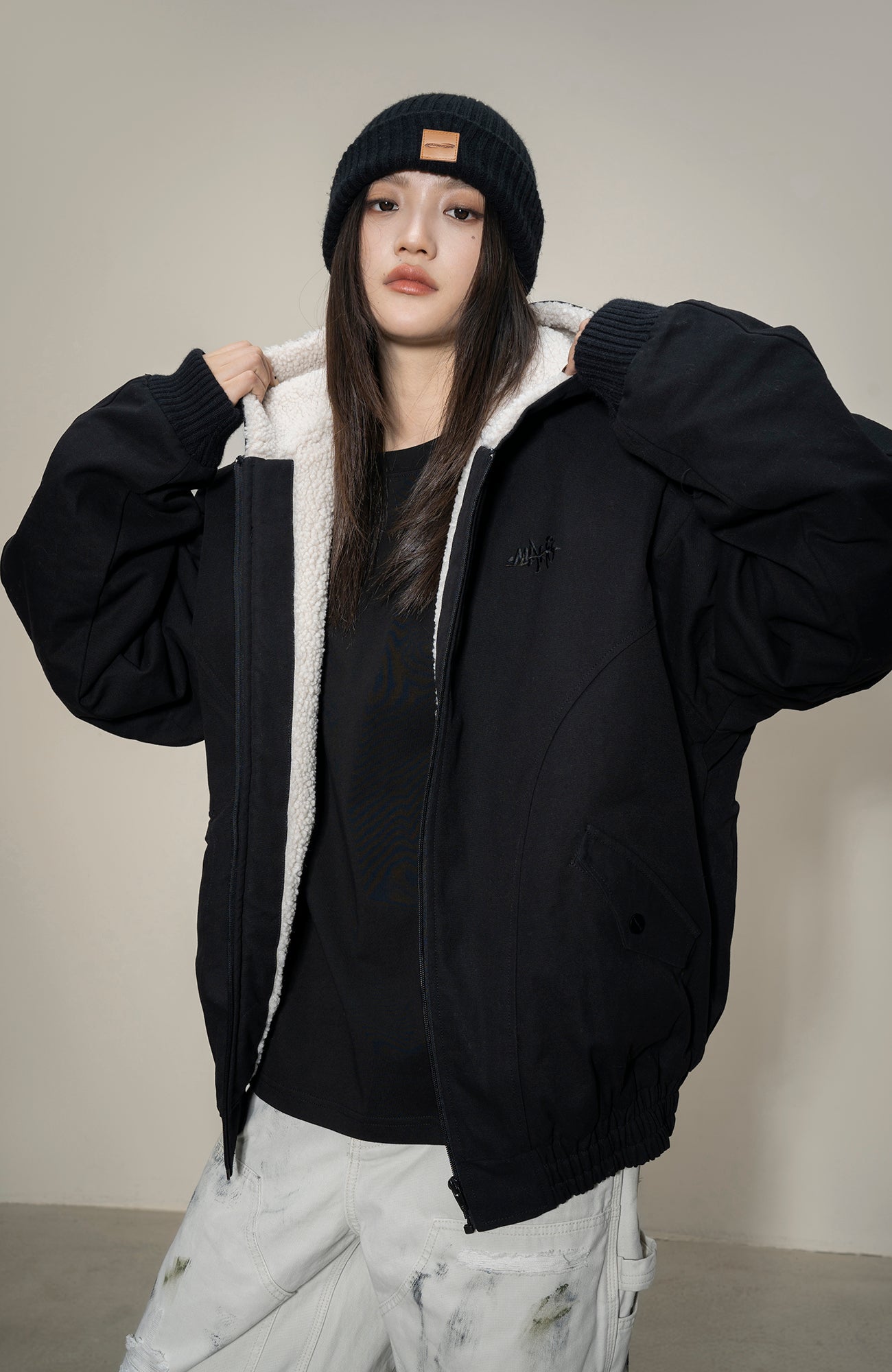 MAKEMORE Sherpa-Lined Canvas Hooded Jacket