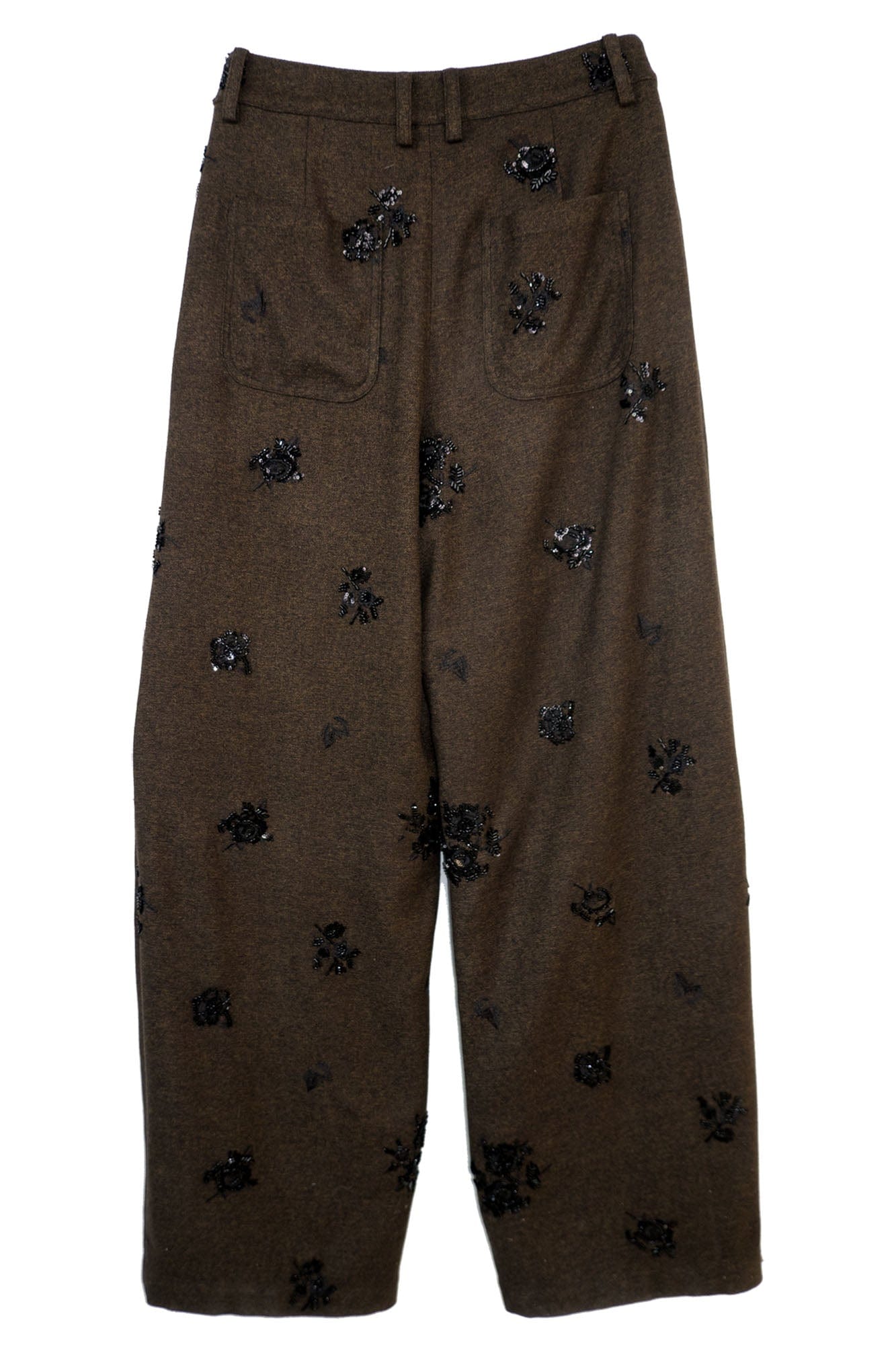 ORAL UTOPIA Embellished Sequin Embroidery Curved Pants, premium urban and streetwear designers apparel on PROJECTISR.com, ORAL UTOPIA