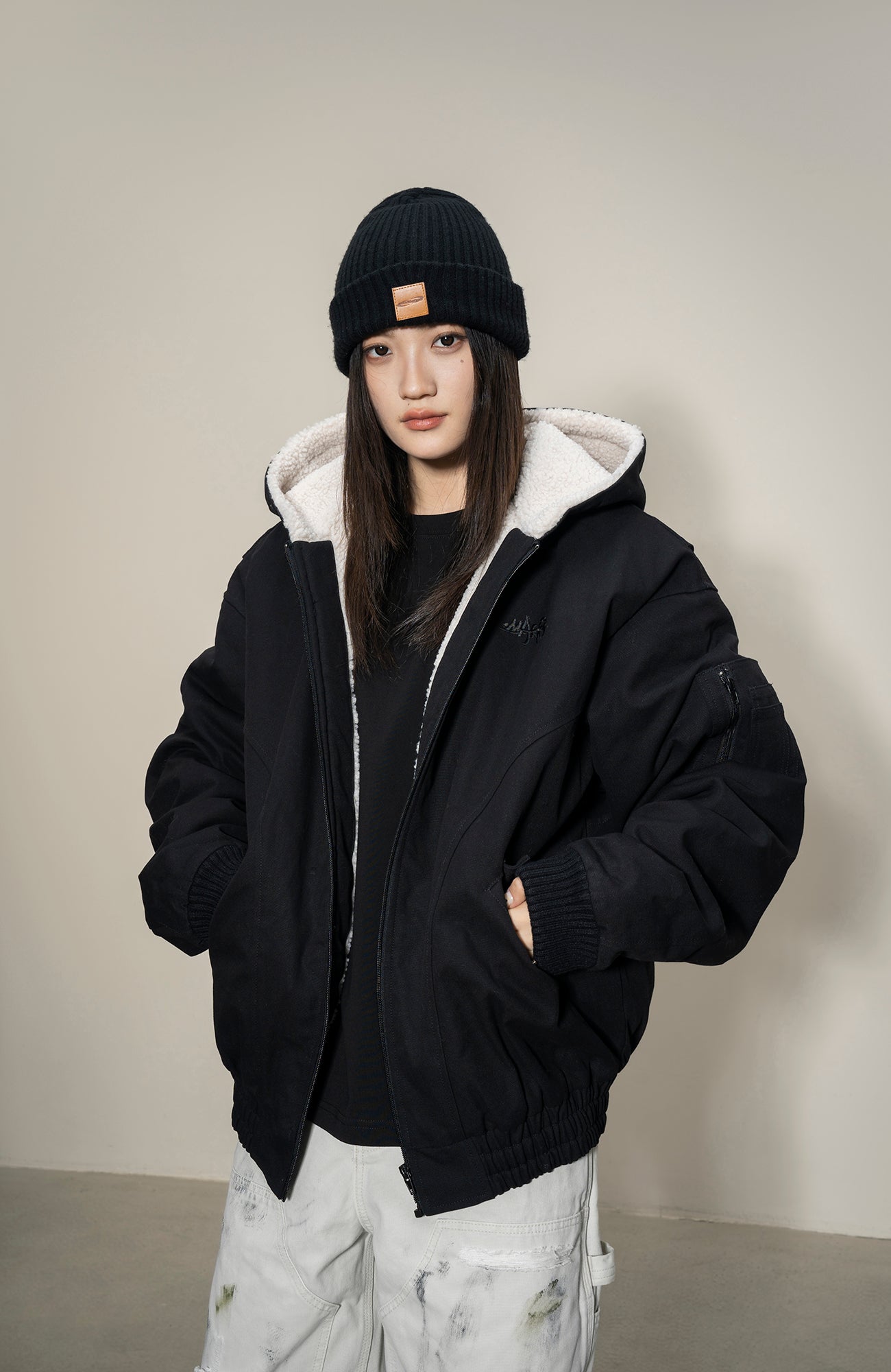 MAKEMORE Sherpa-Lined Canvas Hooded Jacket