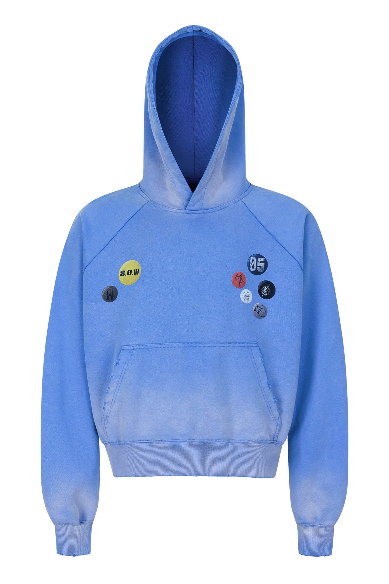 SAVAGEGROWTHWORLD Washed Badge Graphic Gradient Hoodie, premium urban and streetwear designers apparel on PROJECTISR.com, SAVAGEGROWTHWORLD