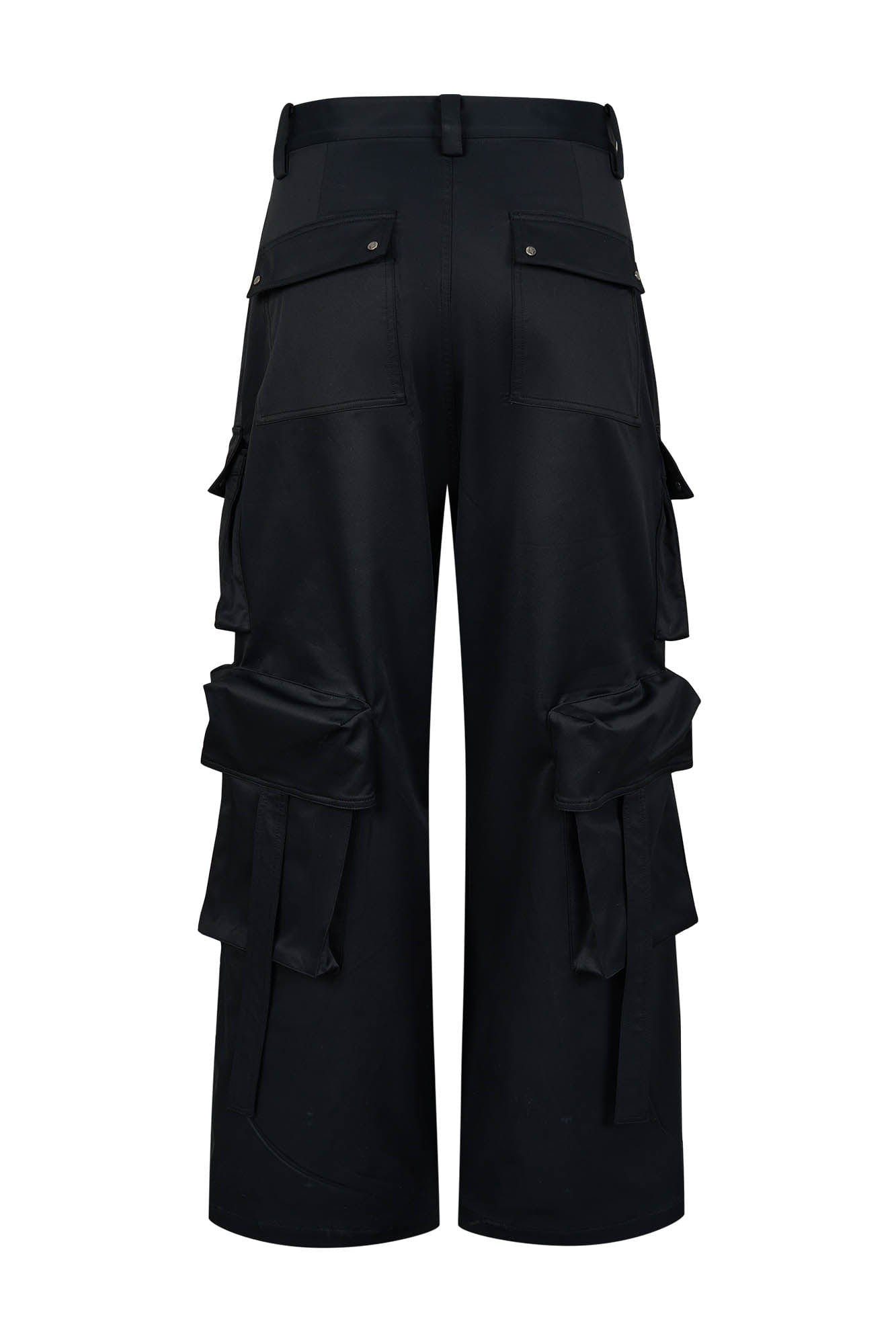 SAVAGEGROWTHWORLD Multi-Pocket Satin Straight-Leg Pants, premium urban and streetwear designers apparel on PROJECTISR.com, SAVAGEGROWTHWORLD