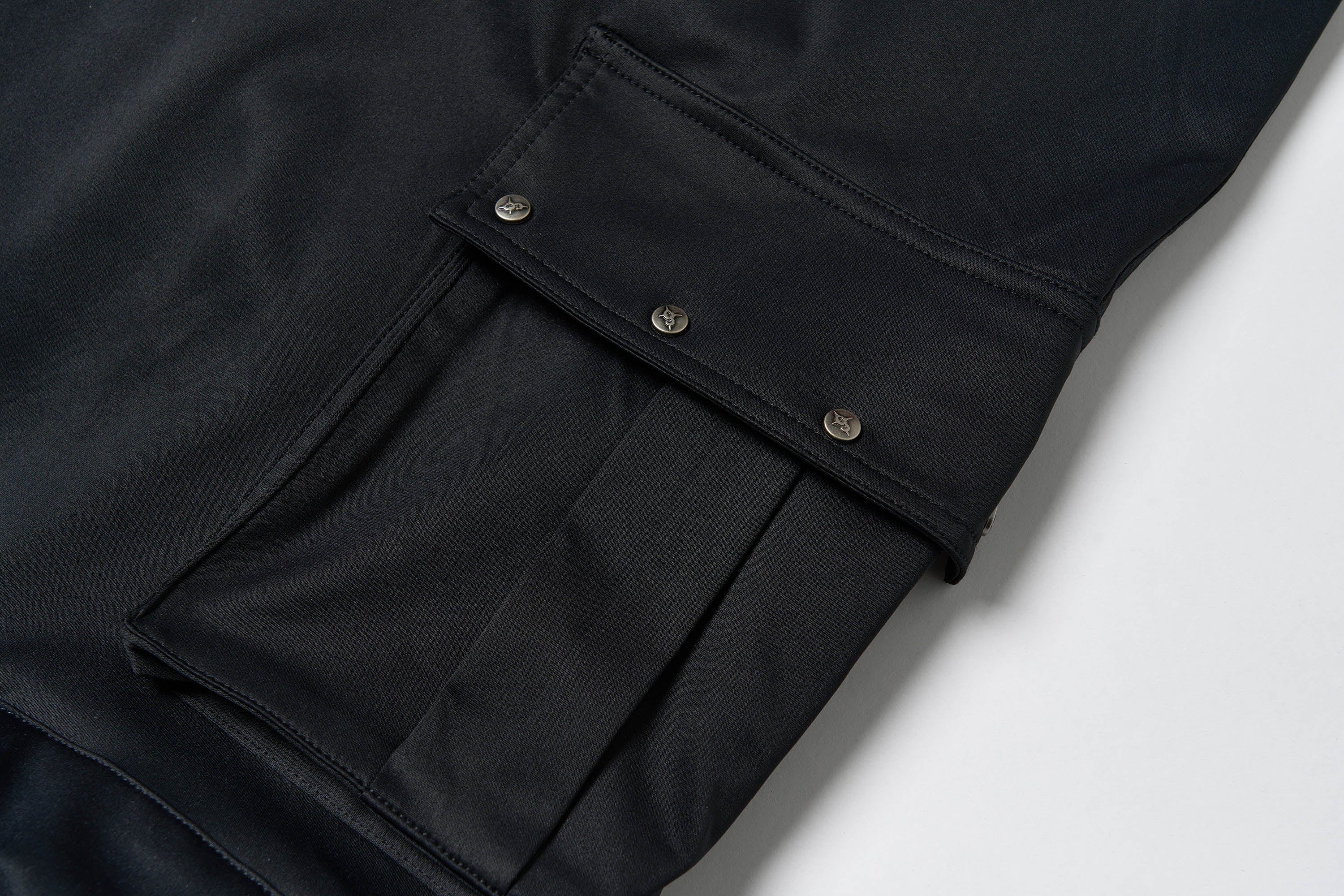 SAVAGEGROWTHWORLD Multi-Pocket Satin Straight-Leg Pants, premium urban and streetwear designers apparel on PROJECTISR.com, SAVAGEGROWTHWORLD