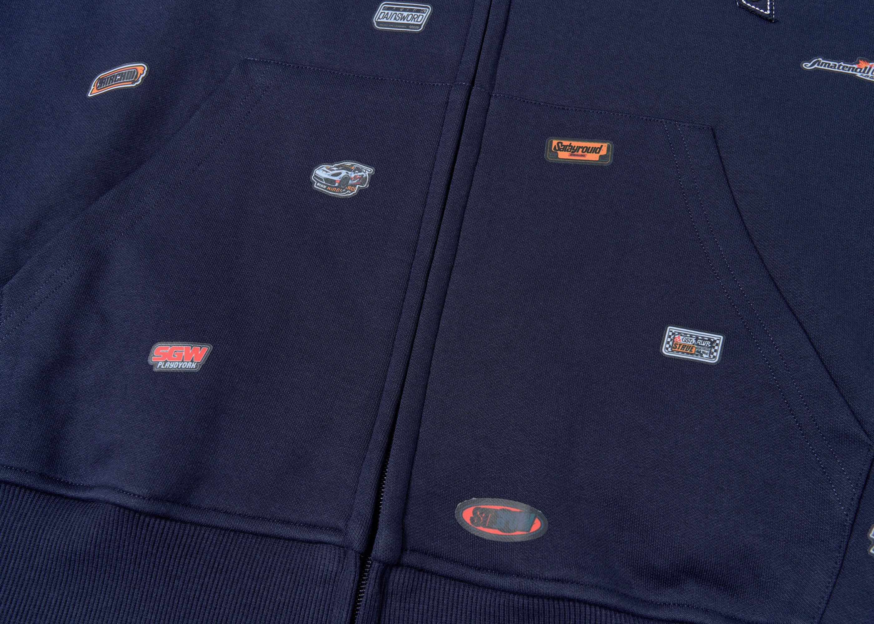 SAVAGEGROWTHWORLD Whimsical Stickers Zip-Up Hoodie