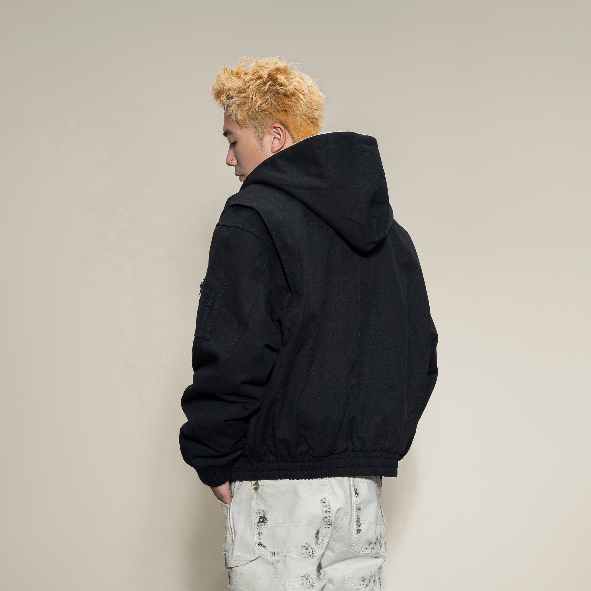 MAKEMORE Sherpa-Lined Canvas Hooded Jacket