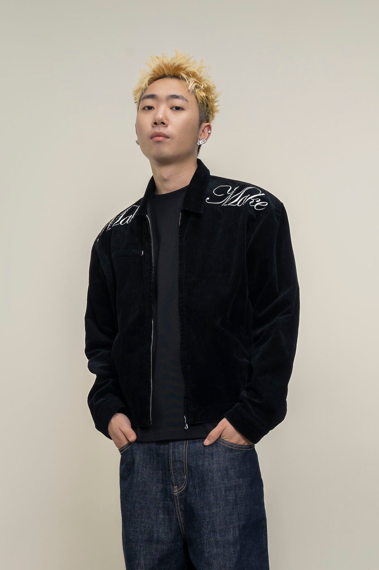MAKEMORE Script Embroidered Corduroy Jacket