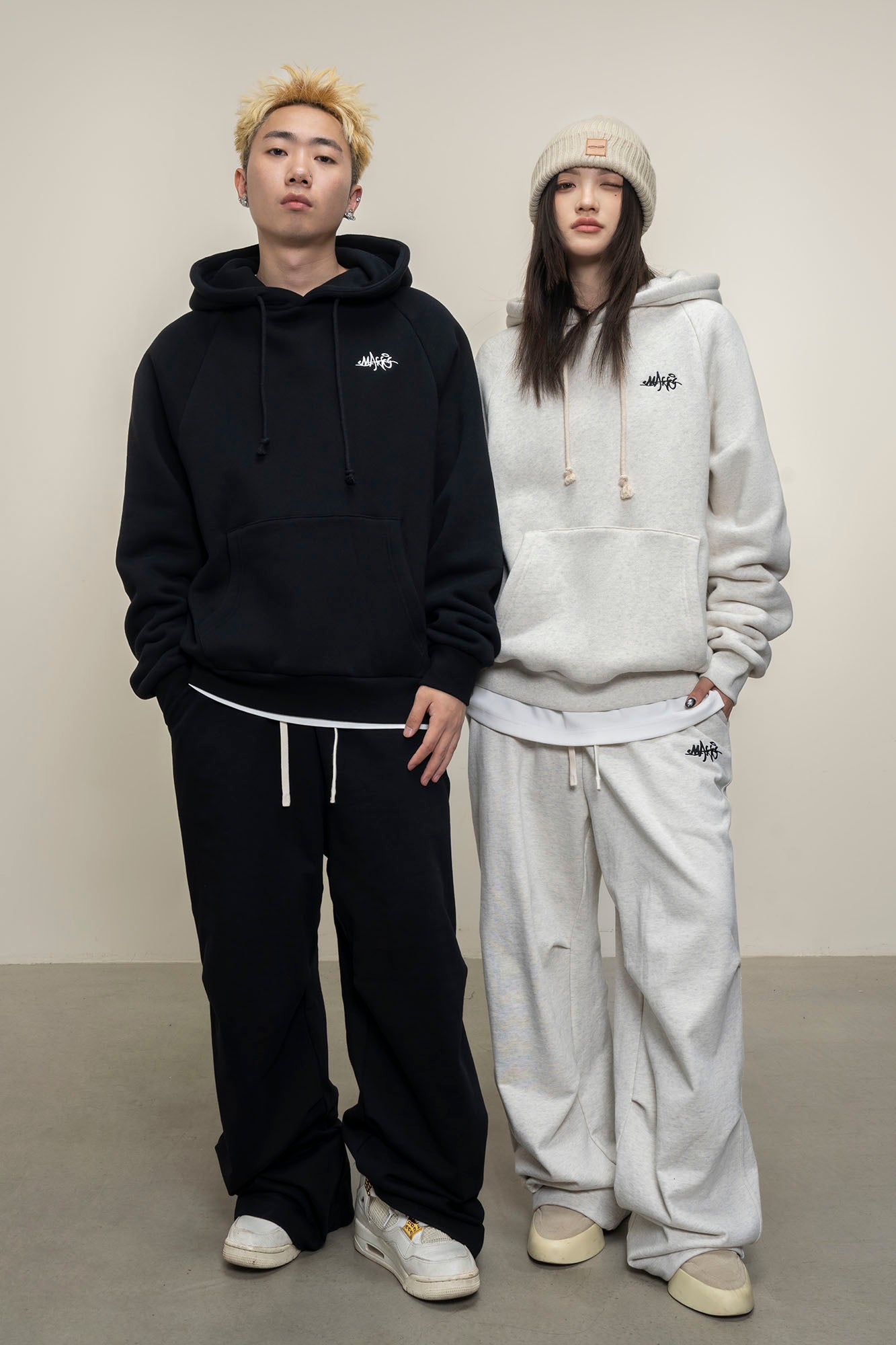 MAKEMORE LOGO Embroidered Drawstring Hoodie