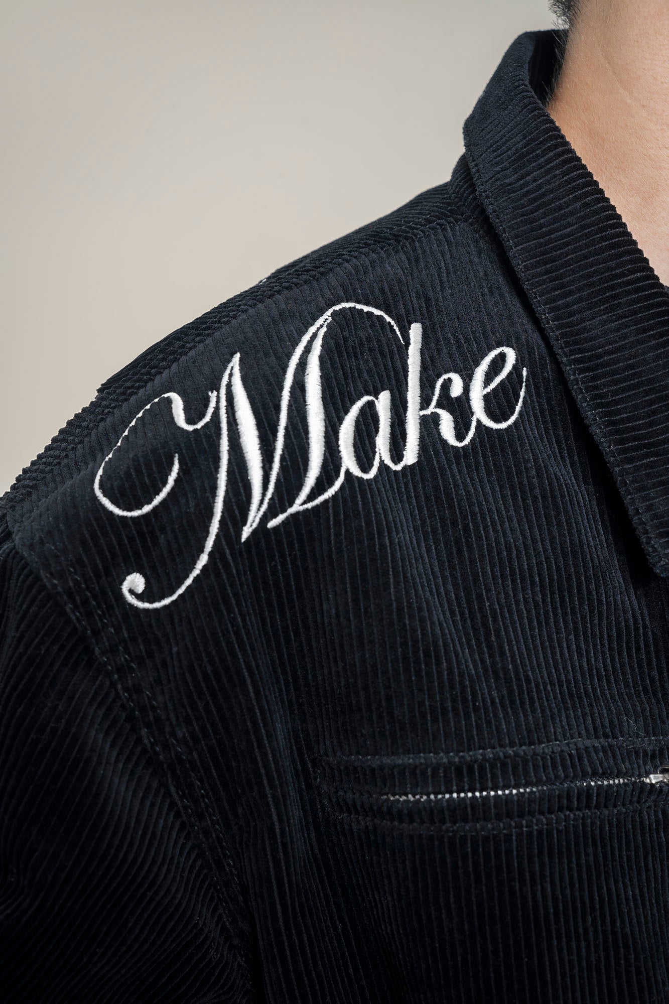 MAKEMORE Script Embroidered Corduroy Jacket