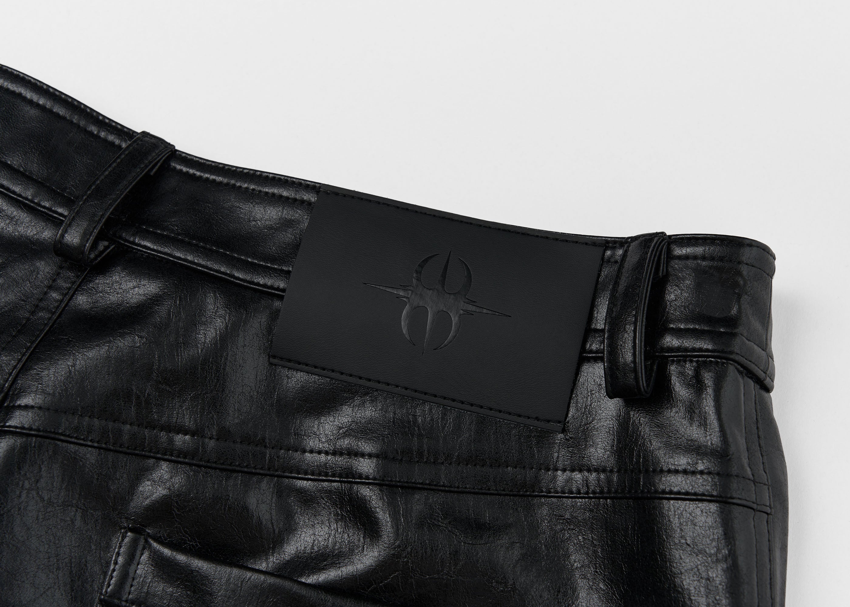 SAVAGEGROWTHWORLD Faux Leather Panel Rivet Pants