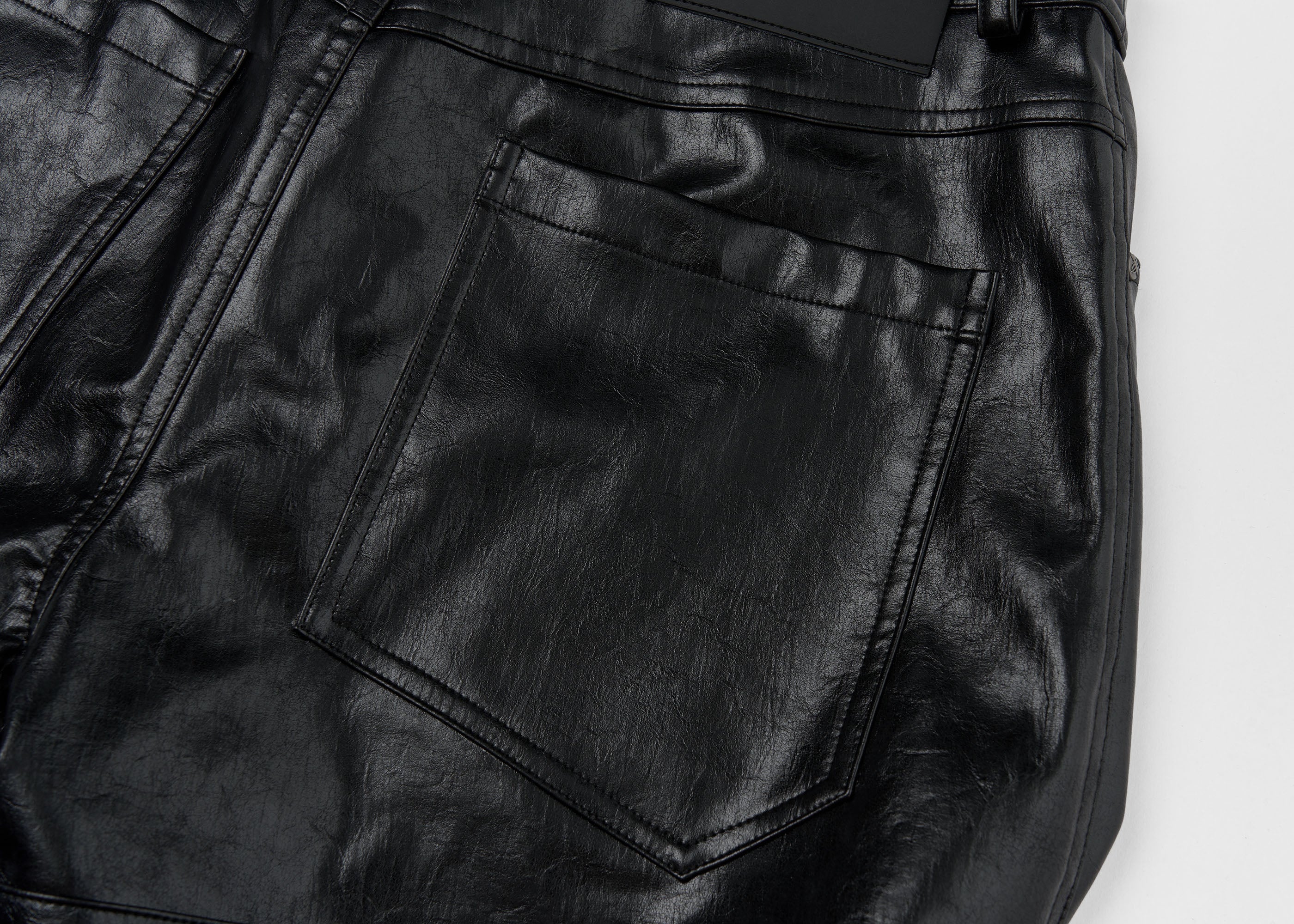 SAVAGEGROWTHWORLD Faux Leather Panel Rivet Pants